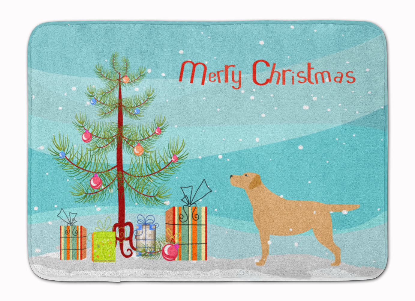 Yellow Labrador Retriever Merry Christmas Tree Machine Washable Memory Foam Mat BB2915RUG - the-store.com