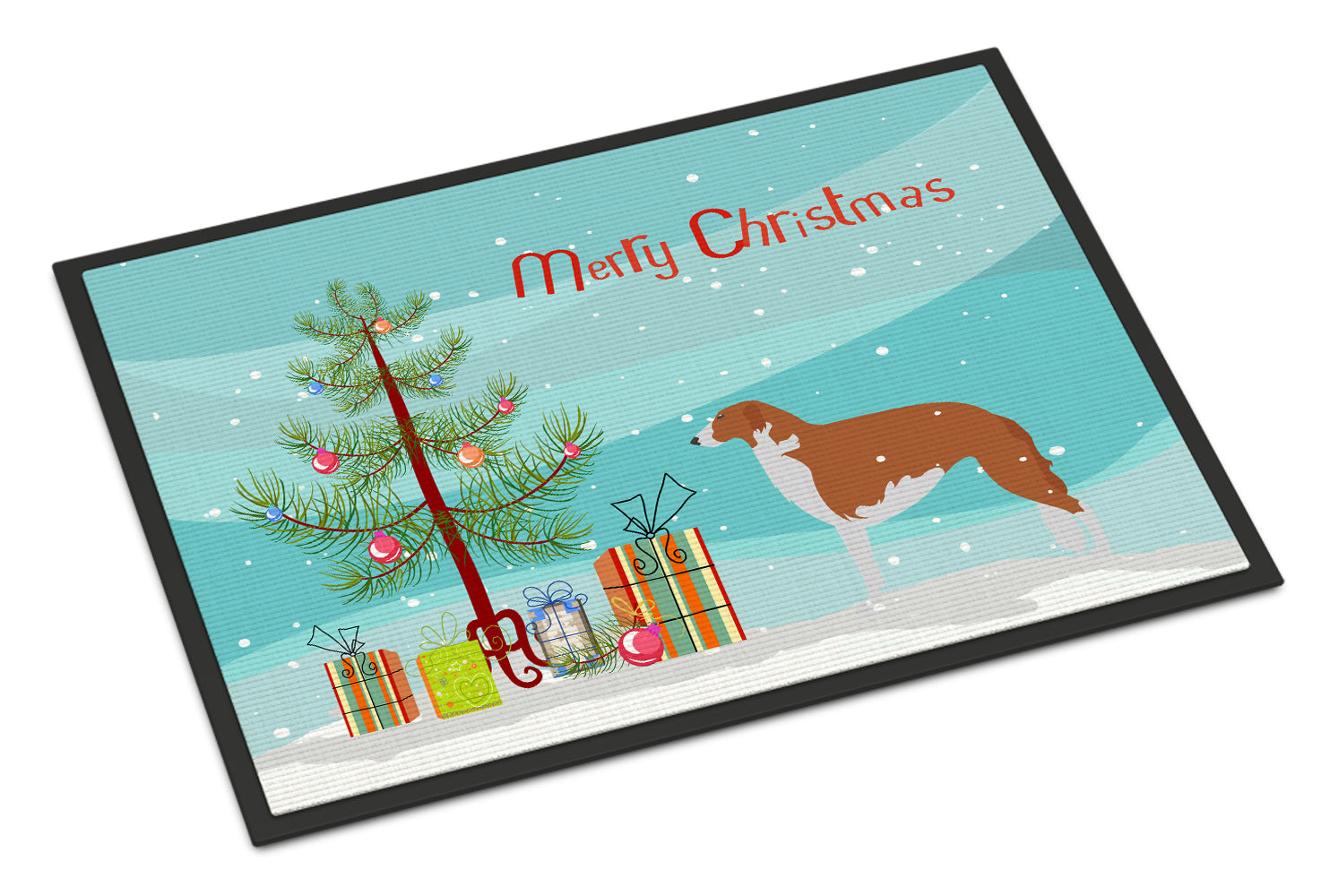 Borzoi Russian Greyhound Merry Christmas Tree Indoor or Outdoor Mat 18x27 BB2917MAT - the-store.com