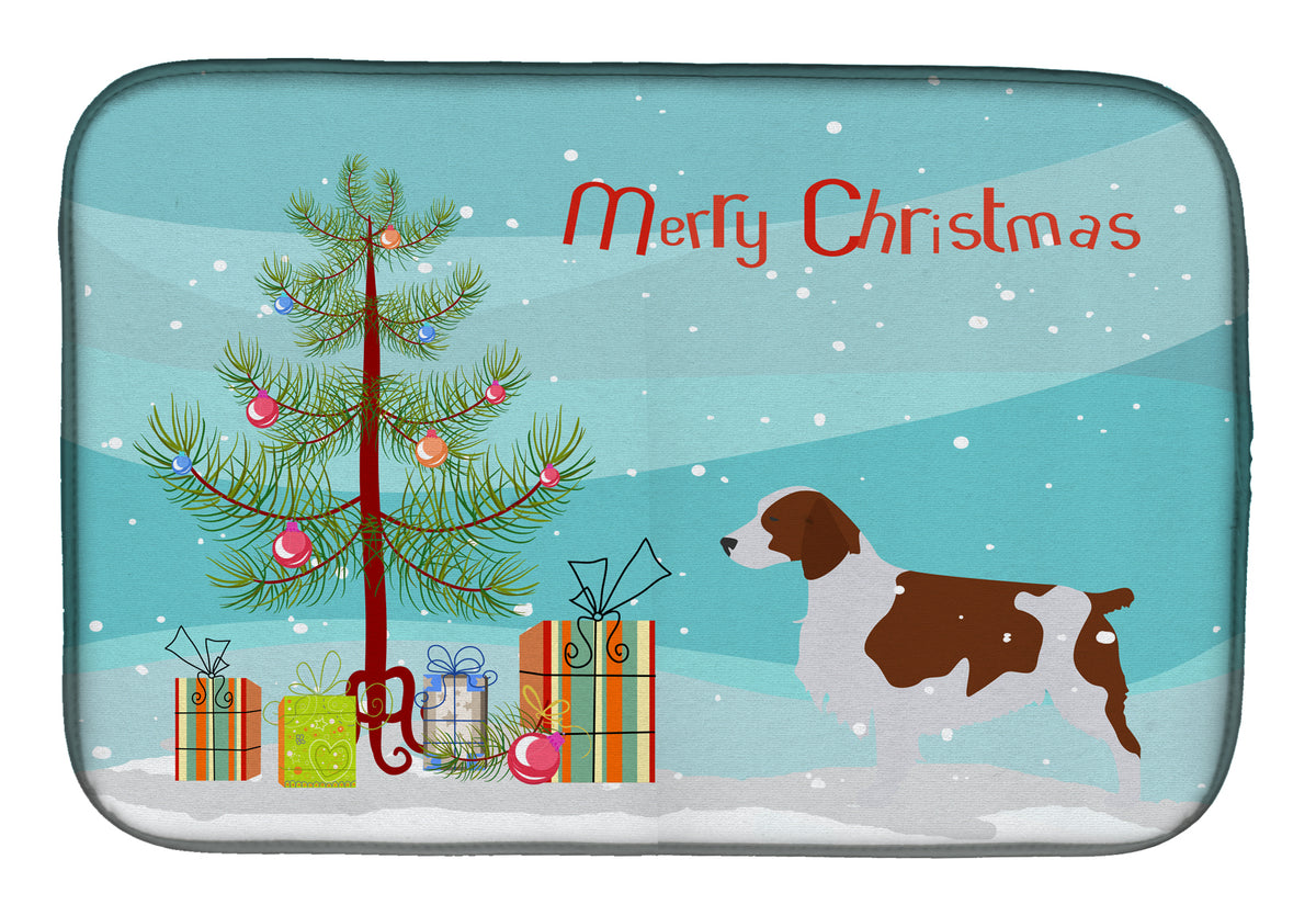 Welsh Springer Spaniel Merry Christmas Tree Dish Drying Mat BB2918DDM  the-store.com.