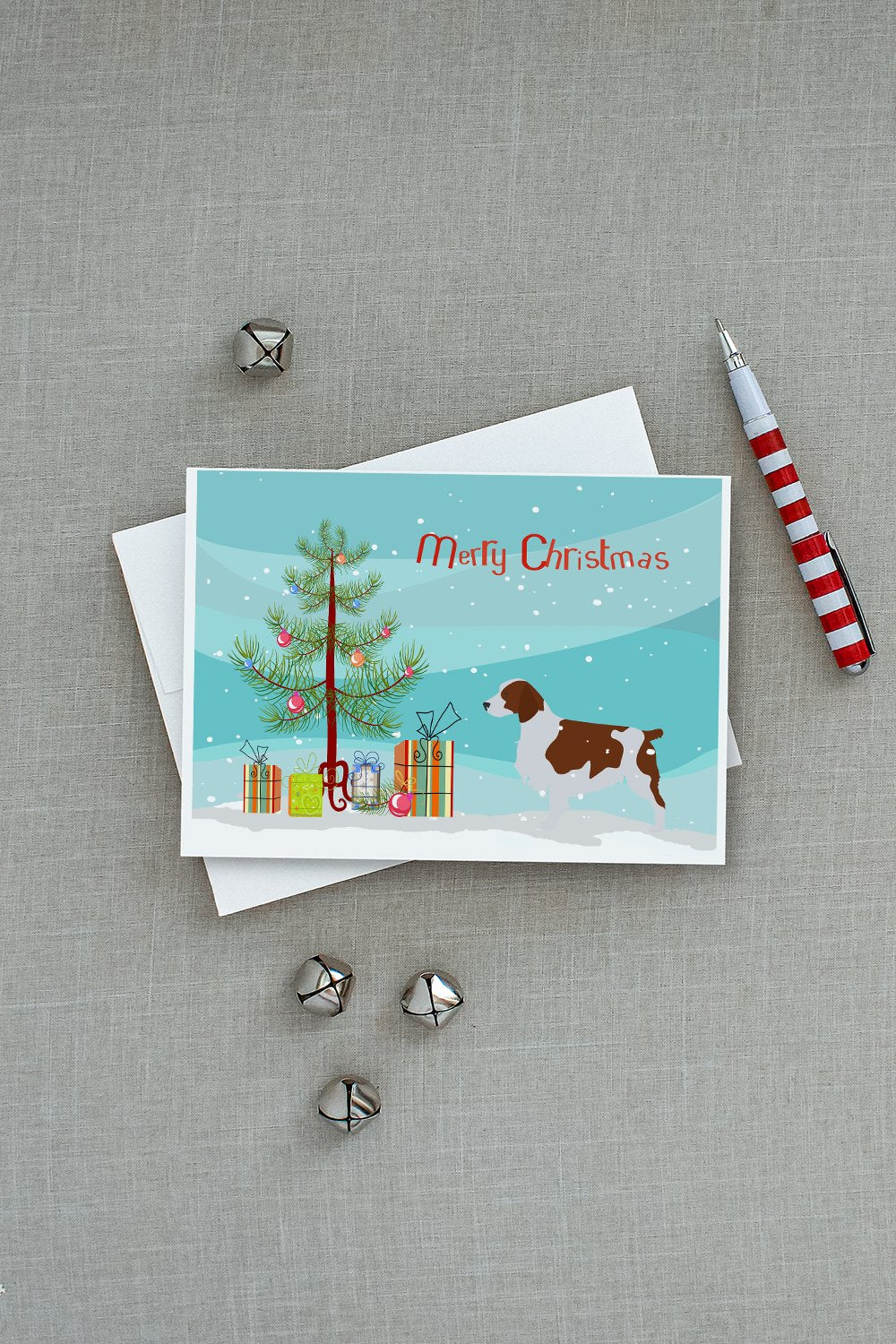 Welsh Springer Spaniel Merry Christmas Tree Greeting Cards and Envelopes Pack of 8 - the-store.com