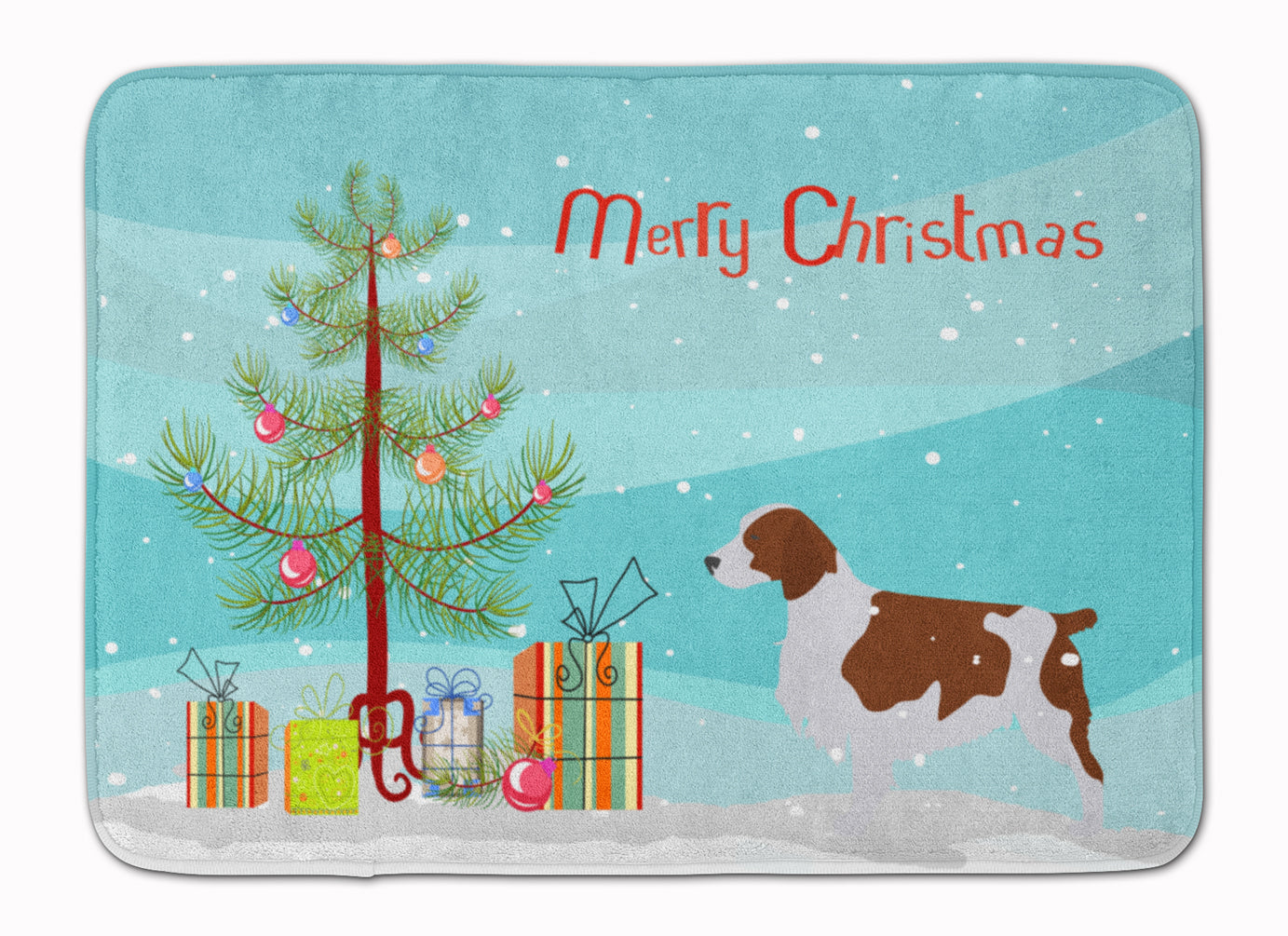 Welsh Springer Spaniel Merry Christmas Tree Machine Washable Memory Foam Mat BB2918RUG - the-store.com