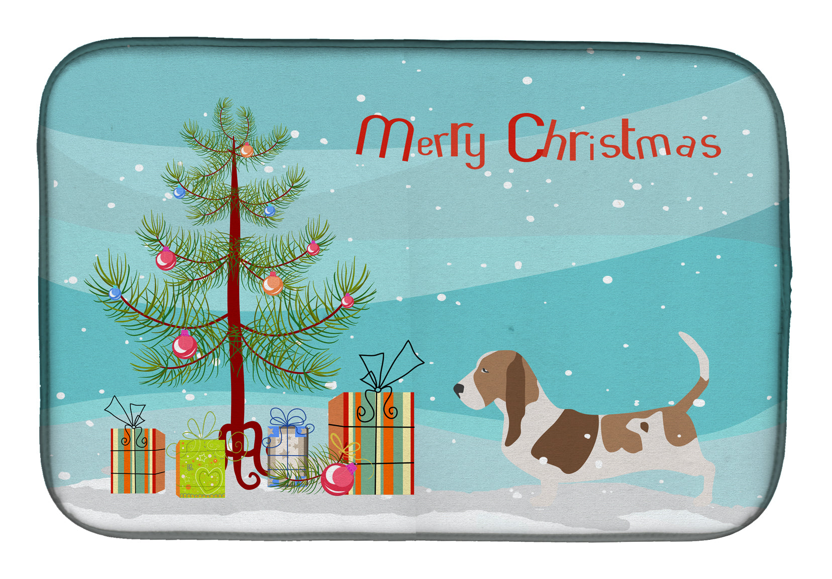 Basset Hound Merry Christmas Tree Dish Drying Mat BB2920DDM  the-store.com.