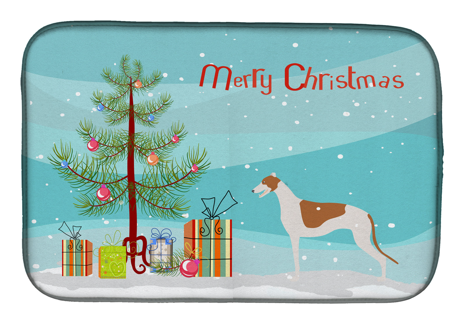 Greyhound Merry Christmas Tree Dish Drying Mat BB2923DDM  the-store.com.