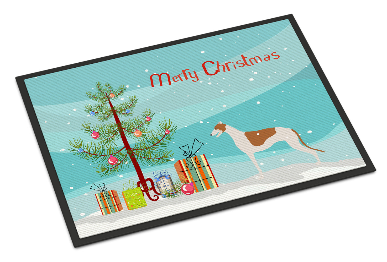 Greyhound Merry Christmas Tree Indoor or Outdoor Mat 18x27 BB2923MAT - the-store.com