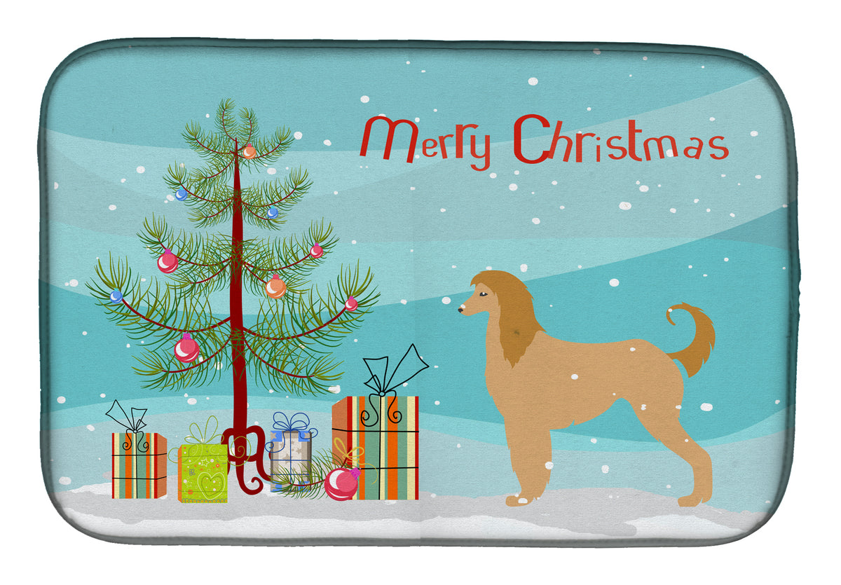 Afghan Hound Merry Christmas Tree Dish Drying Mat BB2924DDM  the-store.com.