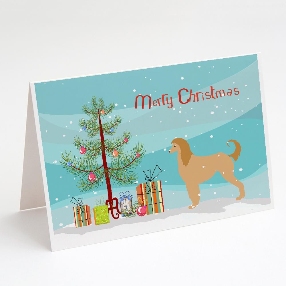 Buy this Afghan Hound Merry Christmas Tree Greeting Cards and Envelopes Pack of 8