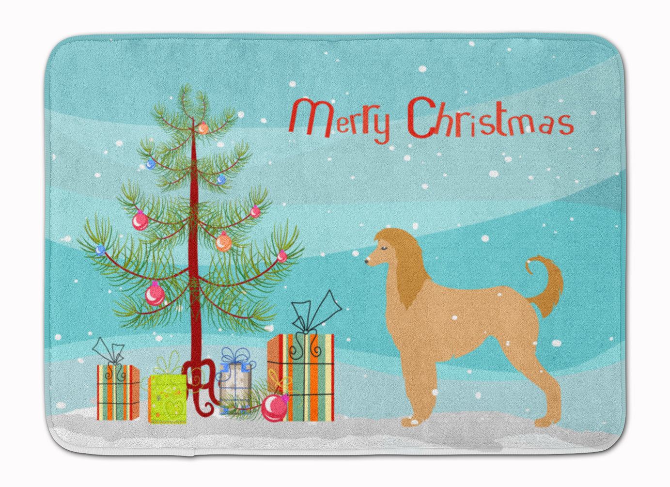 Afghan Hound Merry Christmas Tree Machine Washable Memory Foam Mat BB2924RUG - the-store.com