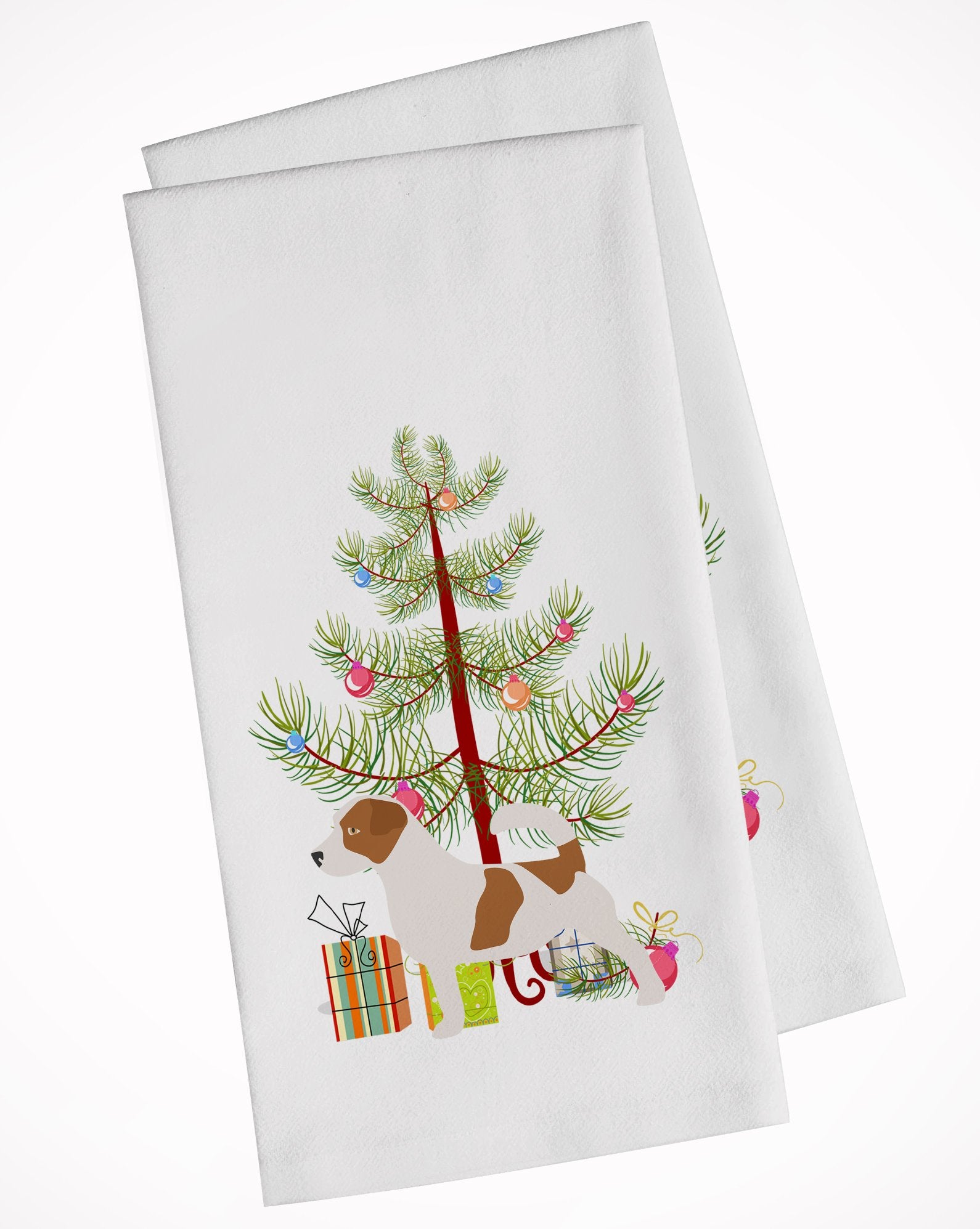 Jack Russell Terrier Merry Christmas Tree White Kitchen Towel Set of 2 BB2925WTKT by Caroline's Treasures