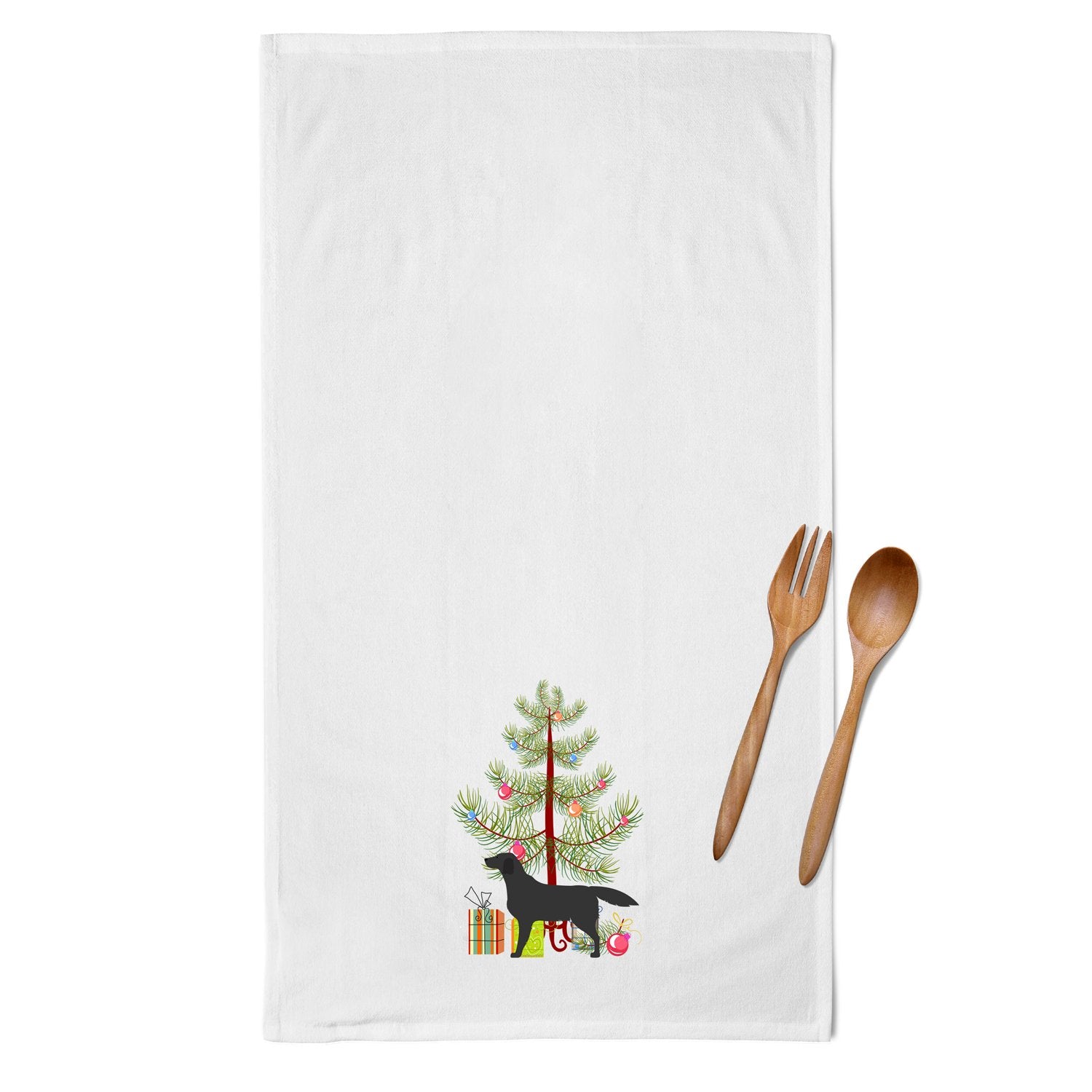 Black Labrador Retriever Merry Christmas Tree White Kitchen Towel Set of 2 BB2926WTKT by Caroline's Treasures