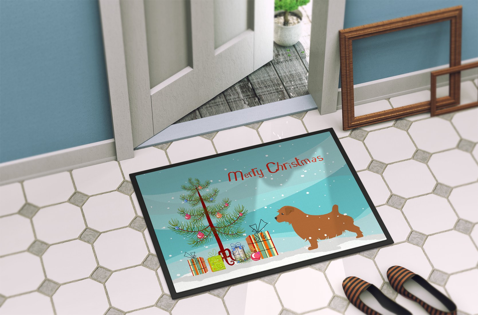 Norfolk Terrier Merry Christmas Tree Indoor or Outdoor Mat 24x36 BB2927JMAT by Caroline's Treasures