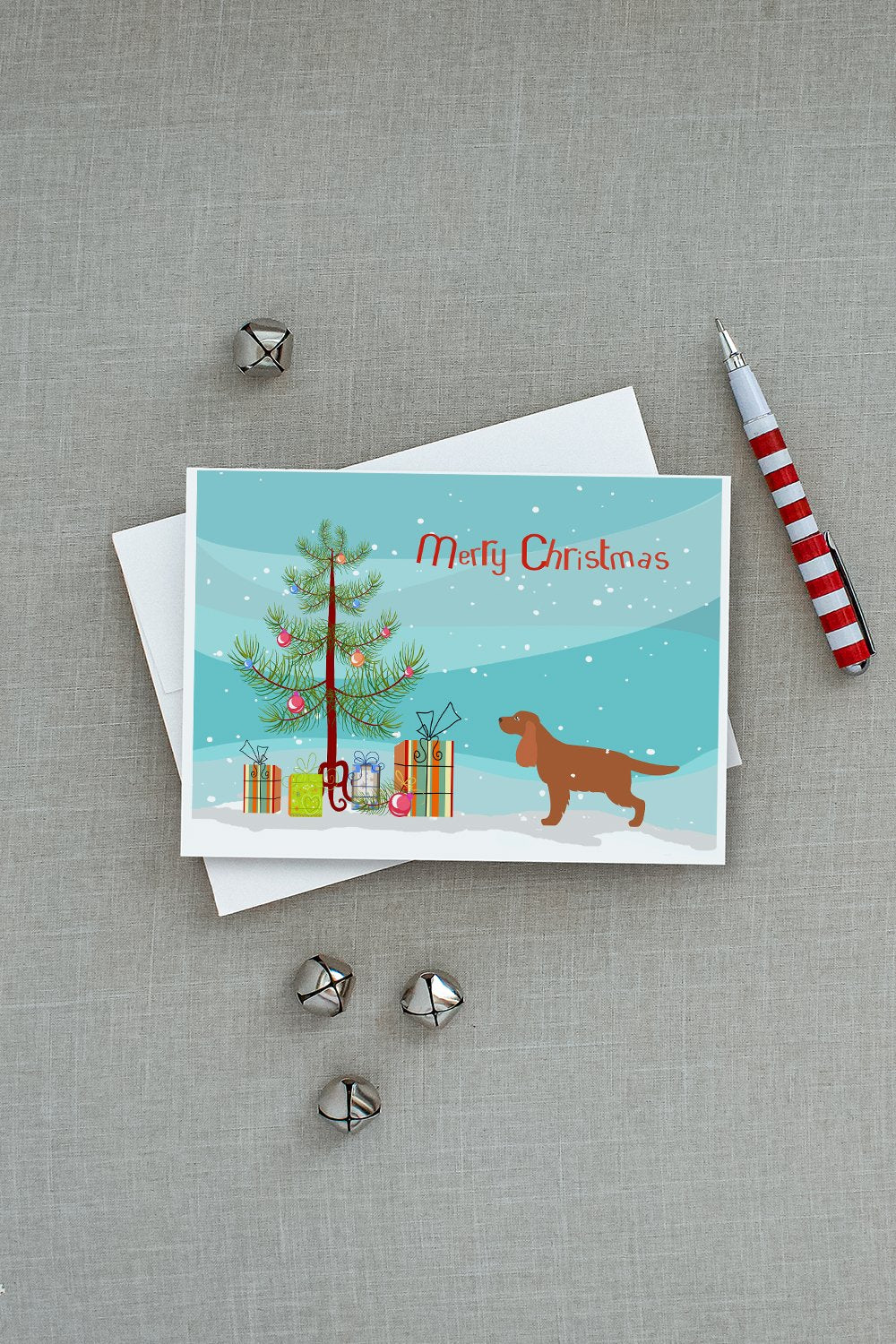 English Cocker Spaniel Merry Christmas Tree Greeting Cards and Envelopes Pack of 8 - the-store.com