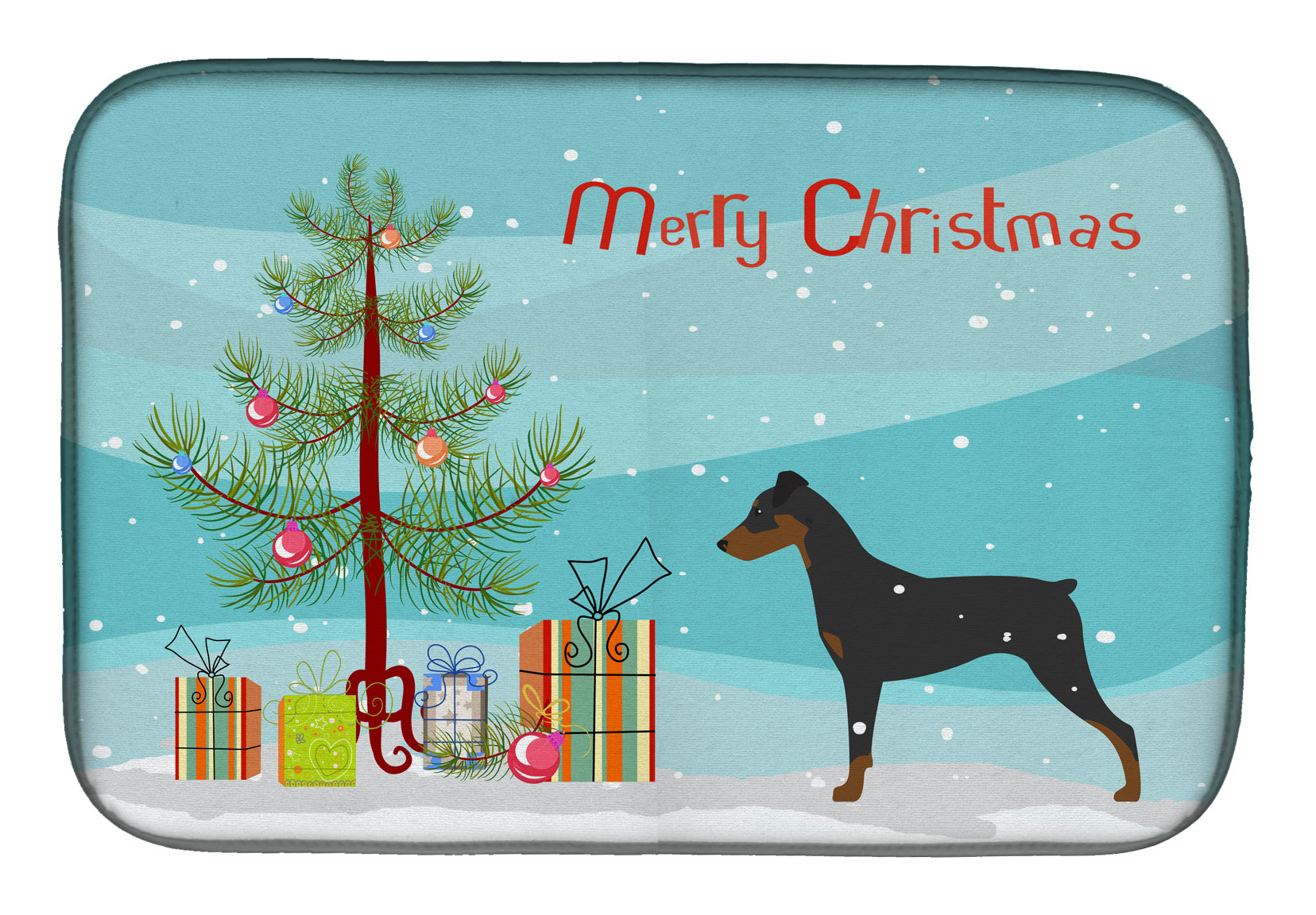 German Pinscher Merry Christmas Tree Dish Drying Mat BB2931DDM  the-store.com.