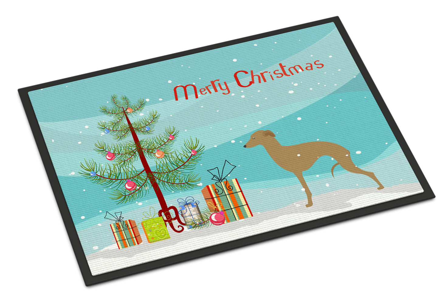 Italian Greyhound Merry Christmas Tree Indoor or Outdoor Mat 18x27 BB2932MAT - the-store.com