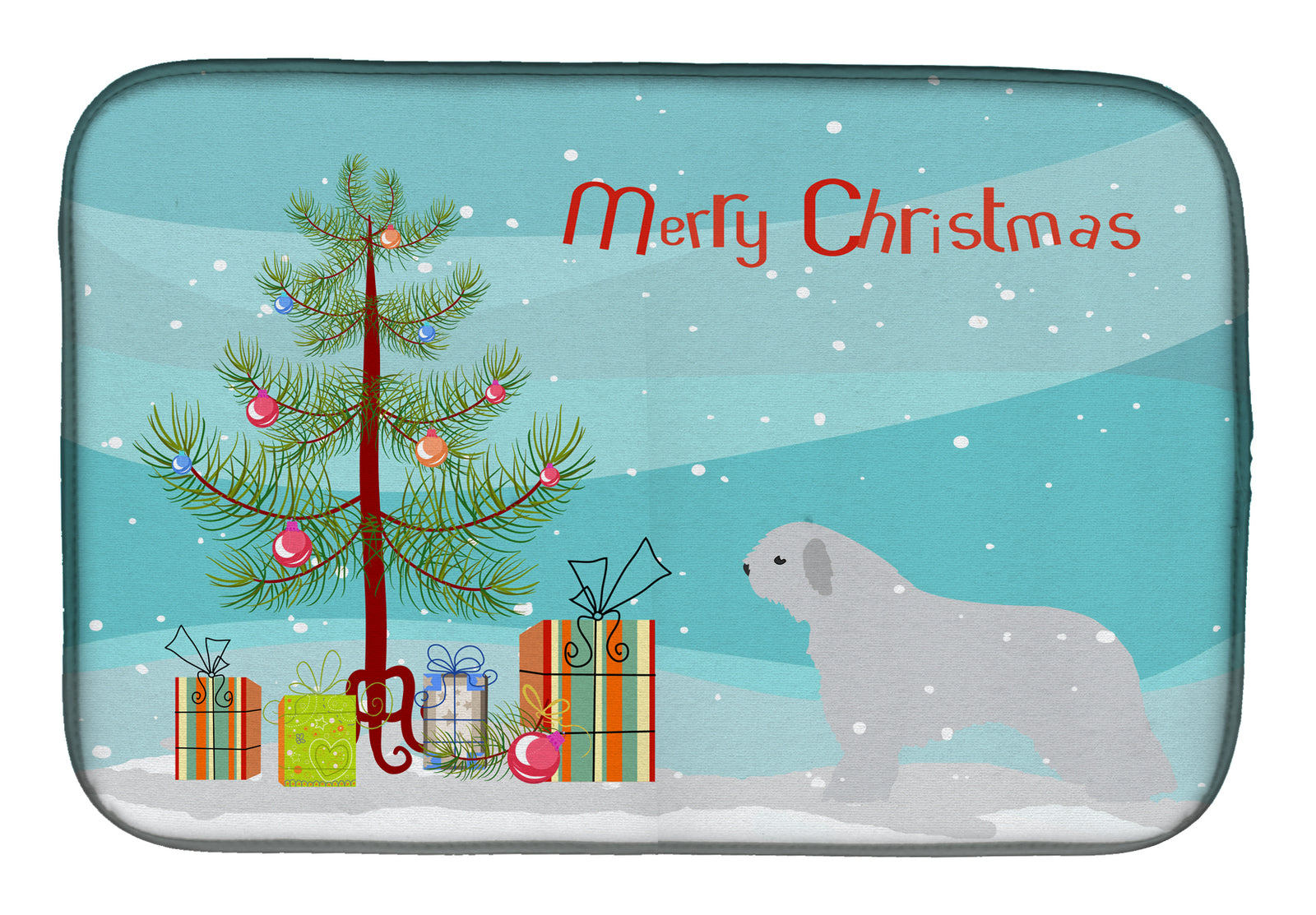 Spanish Water Dog Merry Christmas Tree Dish Drying Mat BB2933DDM  the-store.com.