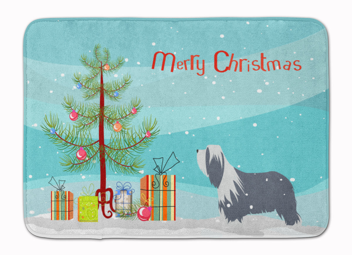 Bearded Collie Dog Merry Christmas Tree Machine Washable Memory Foam Mat BB2935RUG - the-store.com