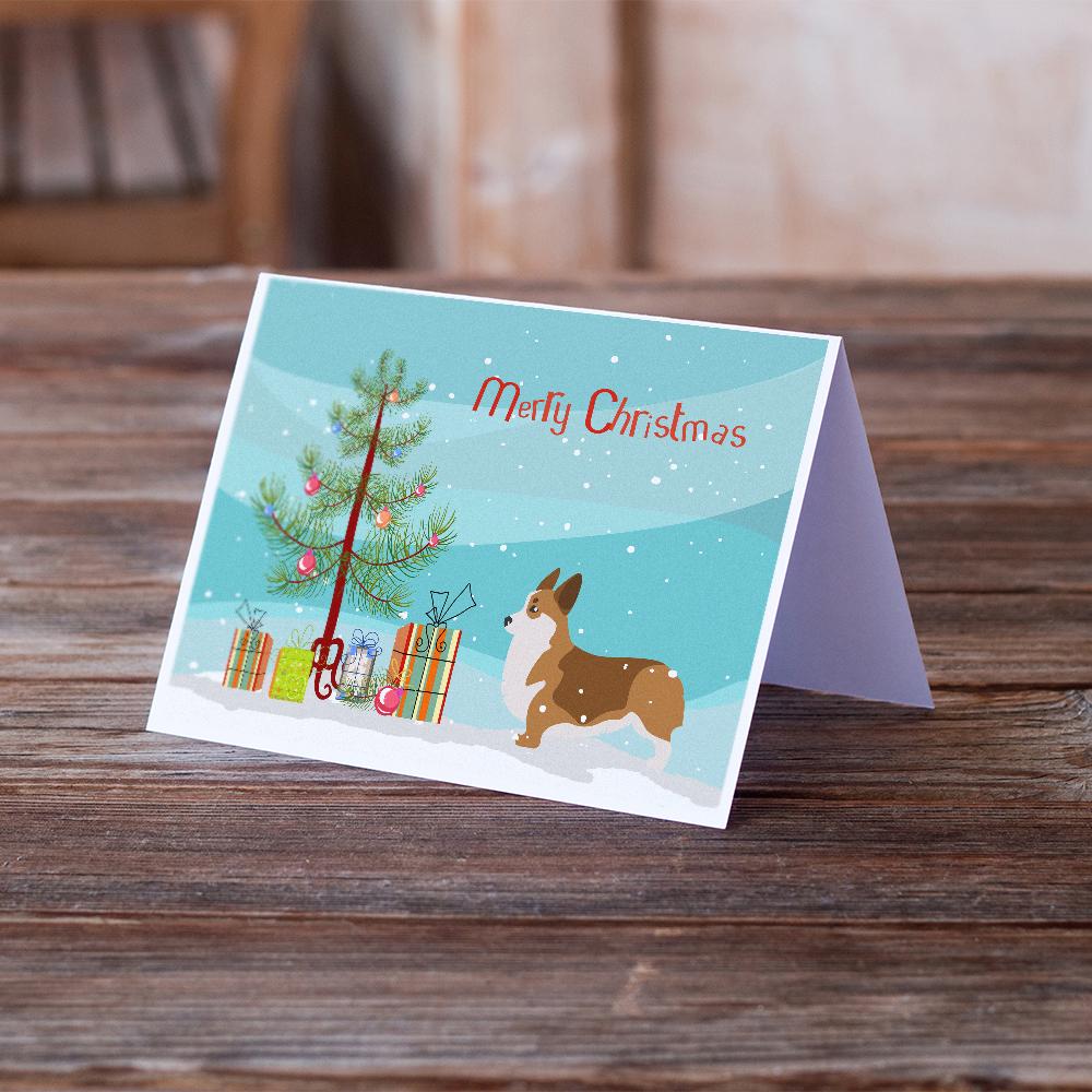 Corgi Merry Christmas Tree Greeting Cards and Envelopes Pack of 8 - the-store.com