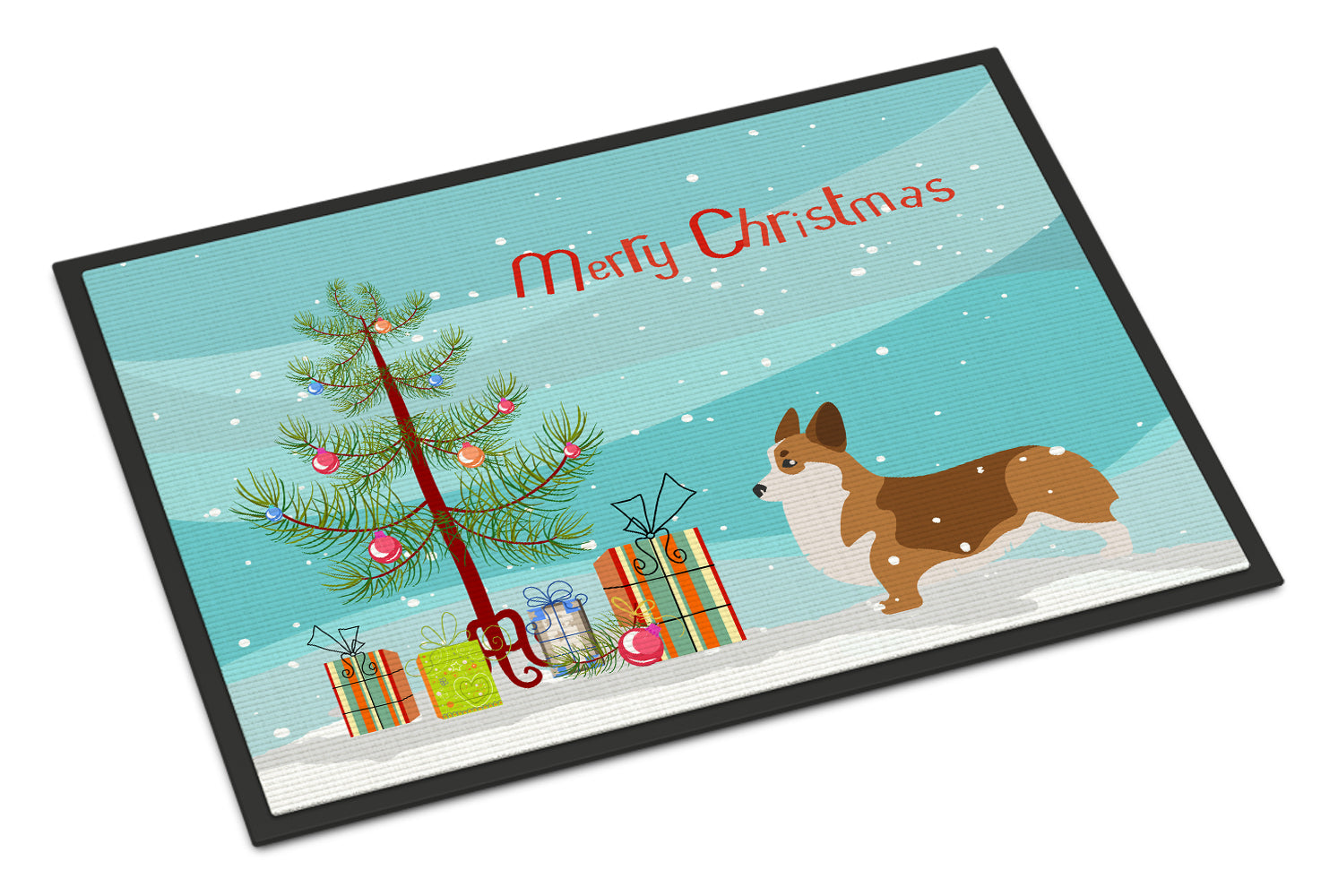 Corgi Merry Christmas Tree Indoor or Outdoor Mat 18x27 BB2938MAT - the-store.com