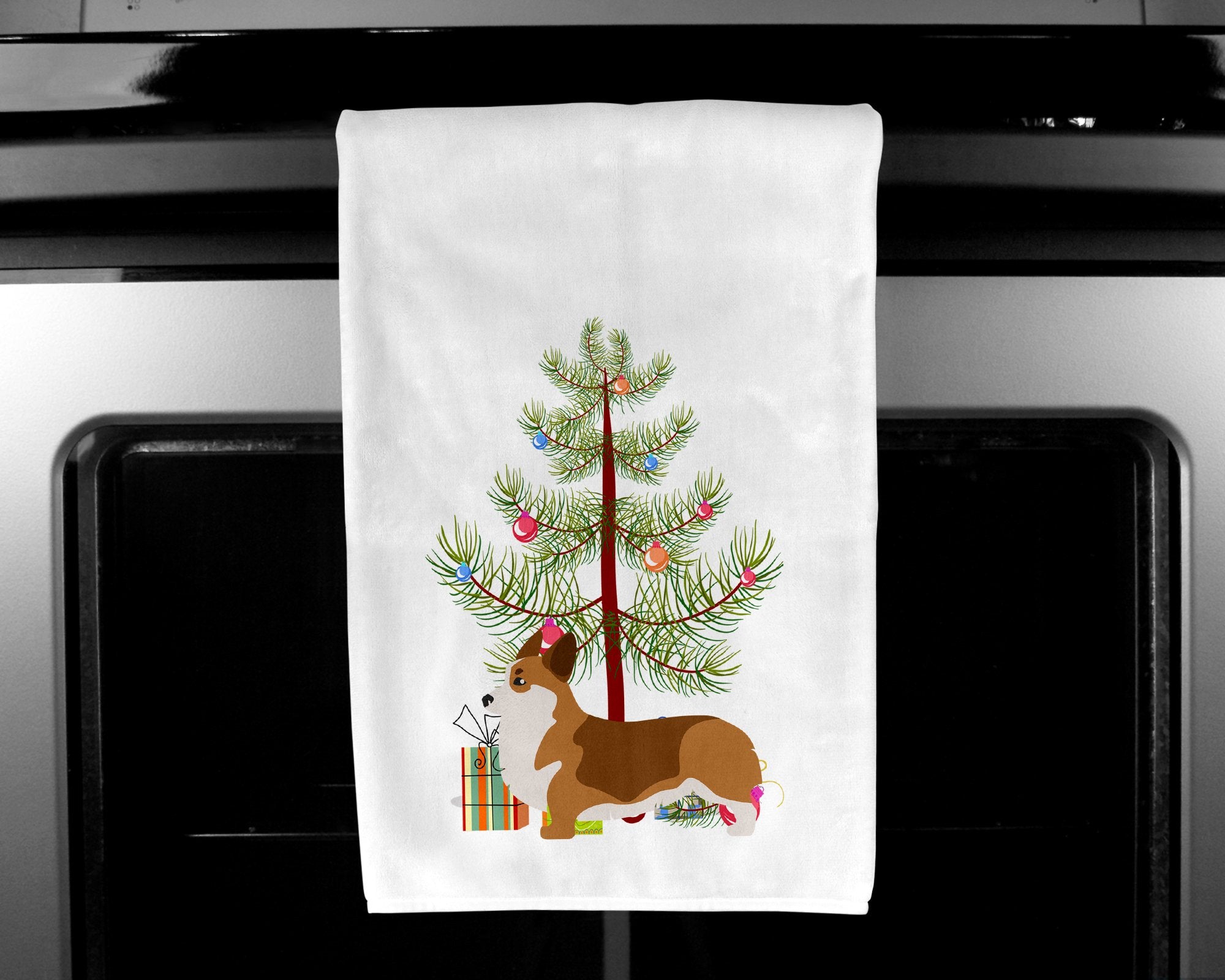 Corgi Merry Christmas Tree White Kitchen Towel Set of 2 BB2938WTKT by Caroline's Treasures