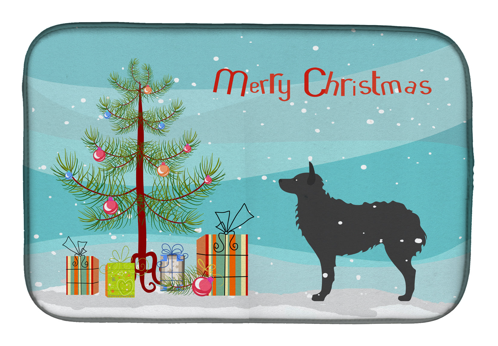 Croatian Sheepdog Merry Christmas Tree Dish Drying Mat BB2939DDM  the-store.com.