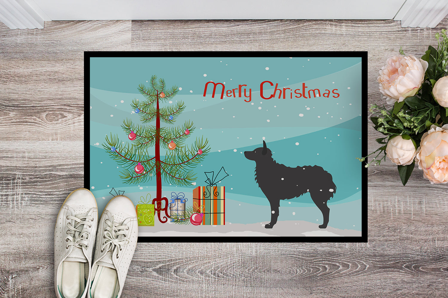 Croatian Sheepdog Merry Christmas Tree Indoor or Outdoor Mat 18x27 BB2939MAT - the-store.com