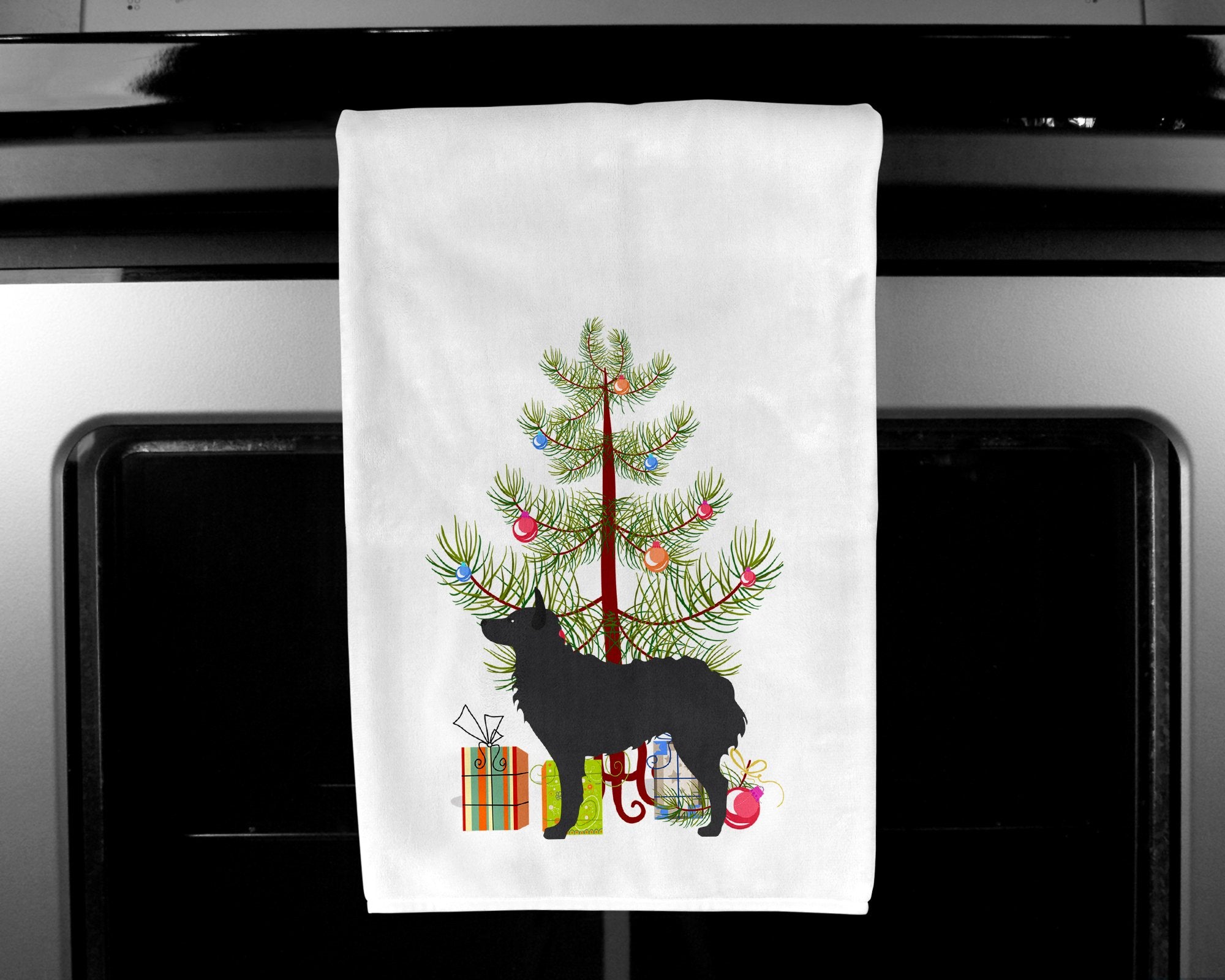 Croatian Sheepdog Merry Christmas Tree White Kitchen Towel Set of 2 BB2939WTKT by Caroline's Treasures