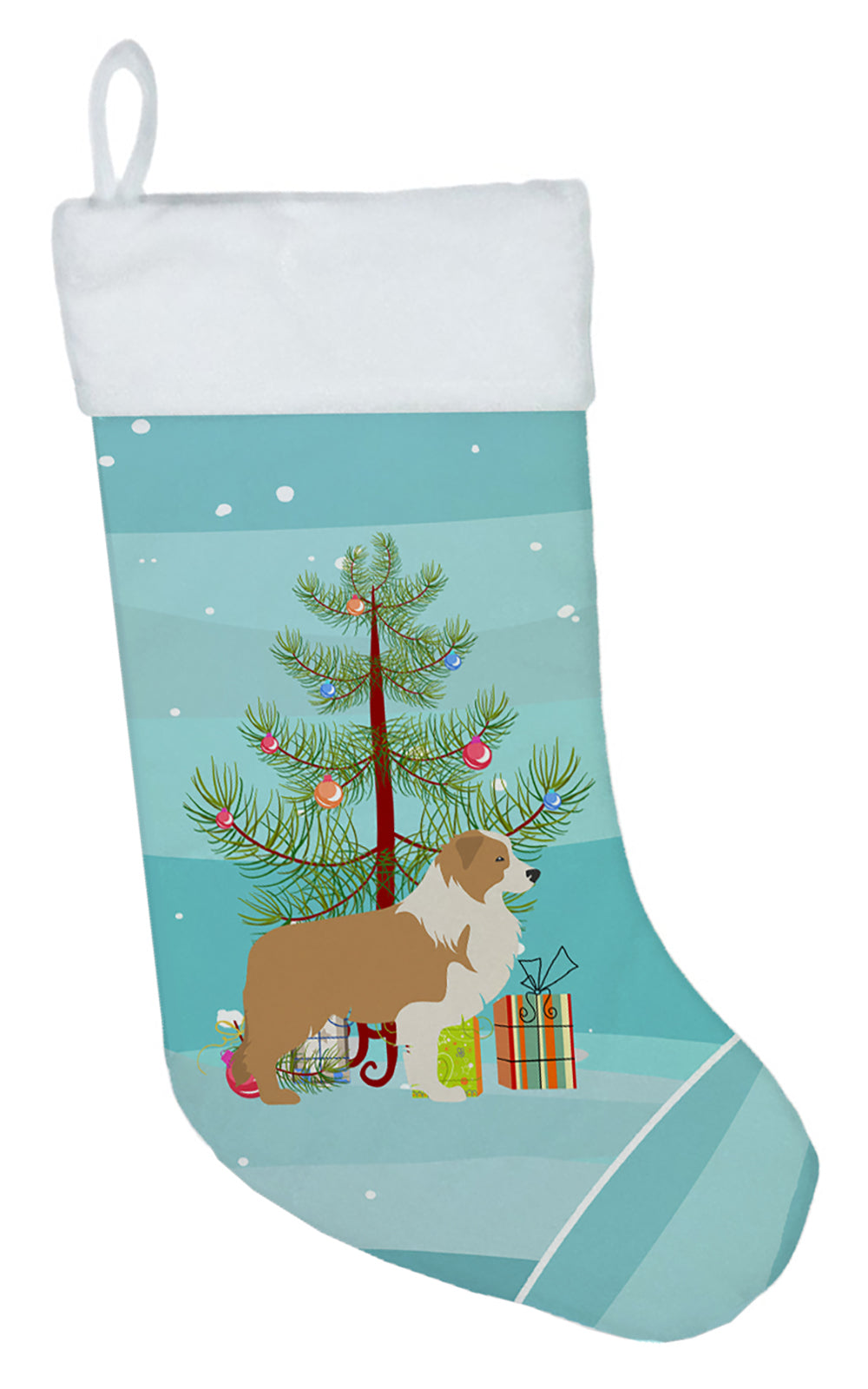 Red Border Collie Merry Christmas Tree Christmas Stocking BB2940CS  the-store.com.