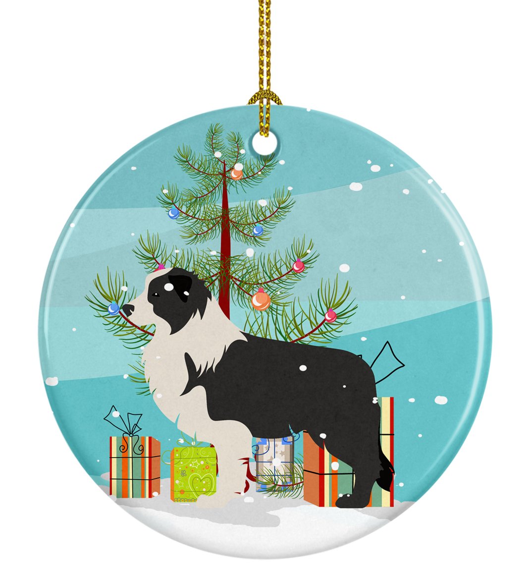 Black Border Collie Merry Christmas Tree Ceramic Ornament BB2941CO1 by Caroline's Treasures