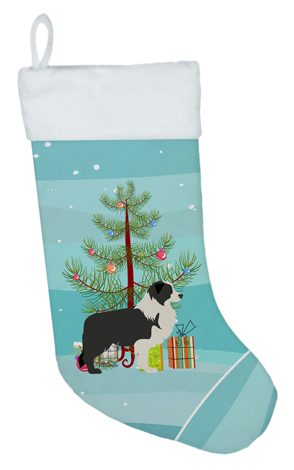 Black Border Collie Merry Christmas Tree Christmas Stocking BB2941CS  the-store.com.