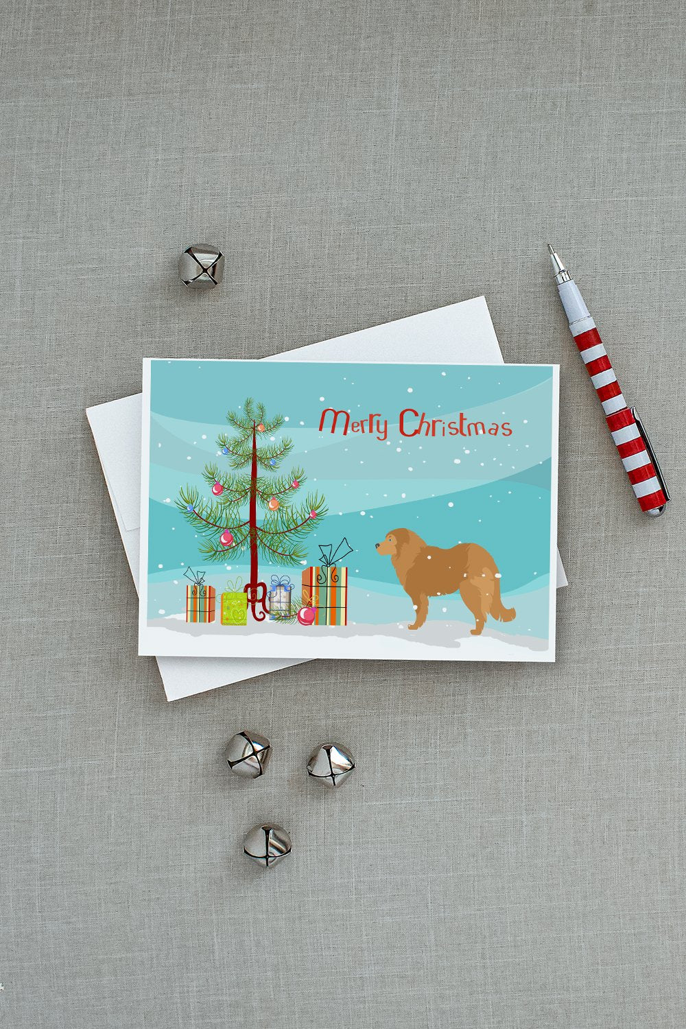 Caucasian Shepherd Dog Merry Christmas Tree Greeting Cards and Envelopes Pack of 8 - the-store.com