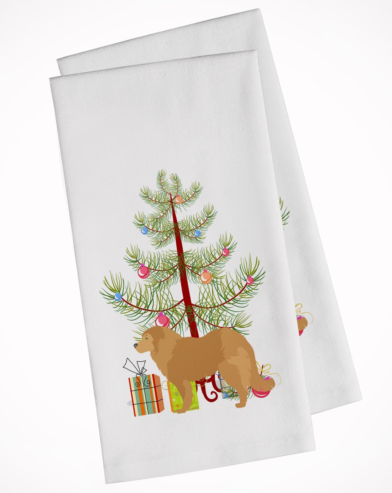 Caucasian Shepherd Dog Merry Christmas Tree White Kitchen Towel Set of 2 BB2943WTKT by Caroline's Treasures