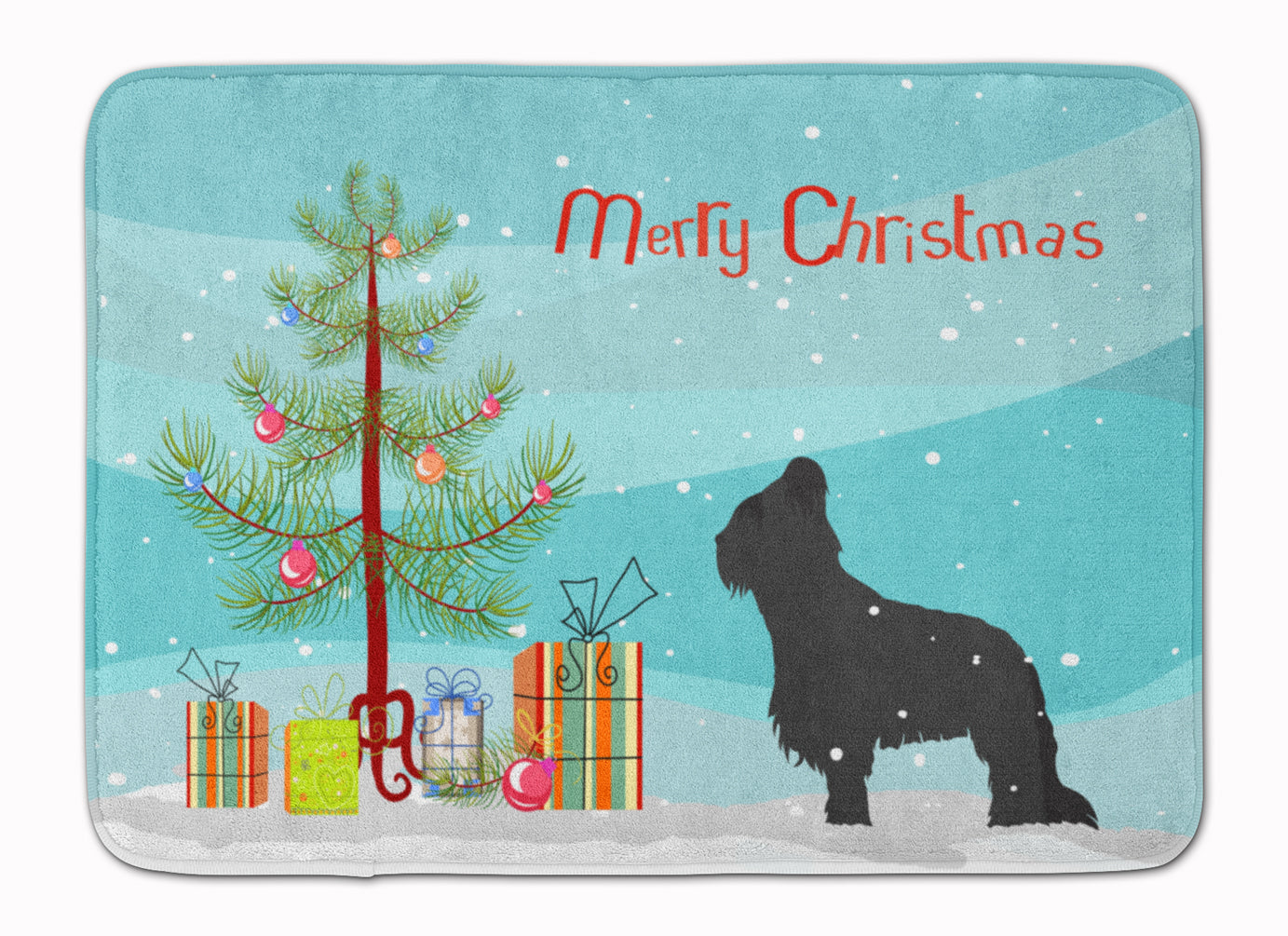 Briard Merry Christmas Tree Machine Washable Memory Foam Mat BB2944RUG - the-store.com