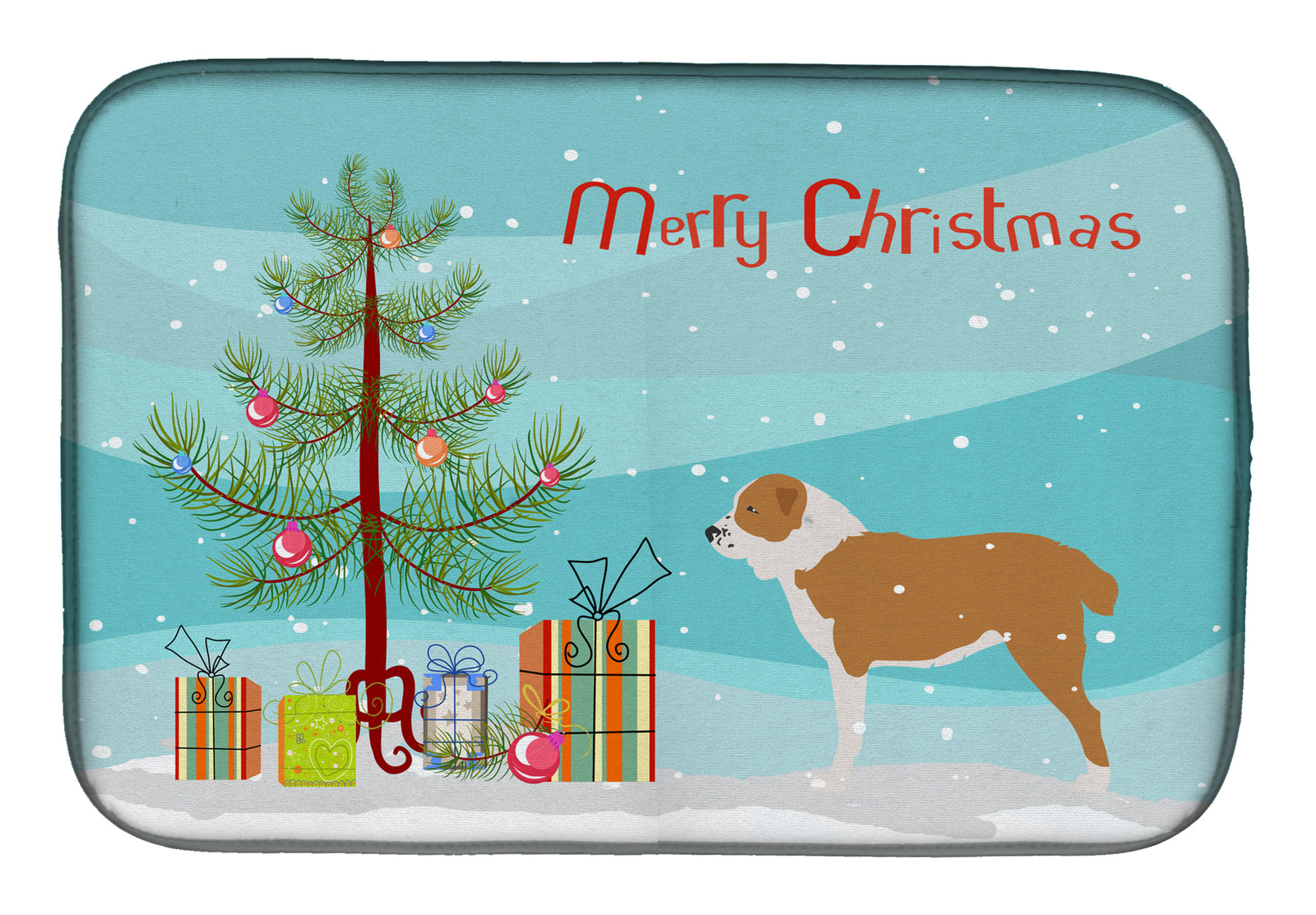 Central Asian Shepherd Dog Merry Christmas Tree Dish Drying Mat BB2946DDM  the-store.com.