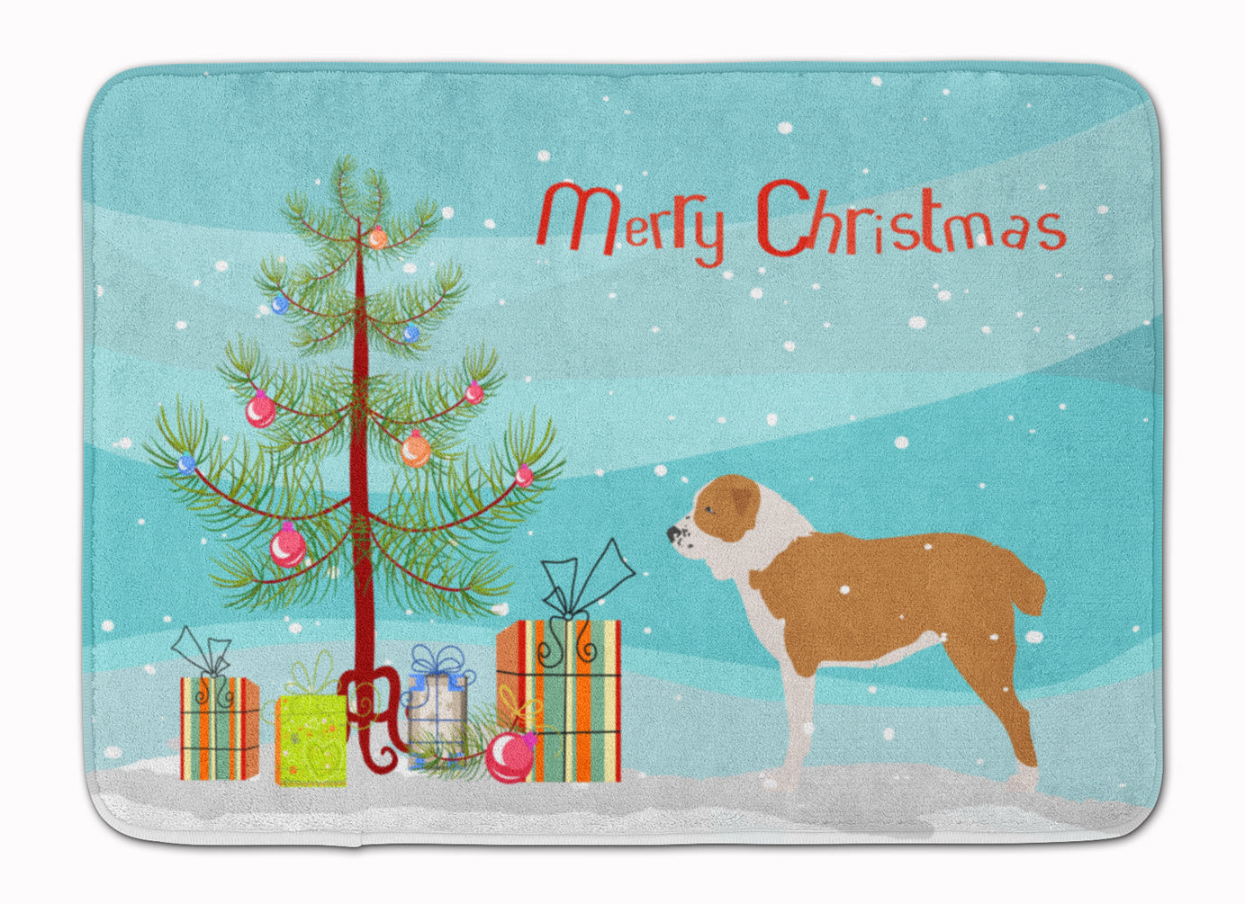 Central Asian Shepherd Dog Merry Christmas Tree Machine Washable Memory Foam Mat BB2946RUG - the-store.com