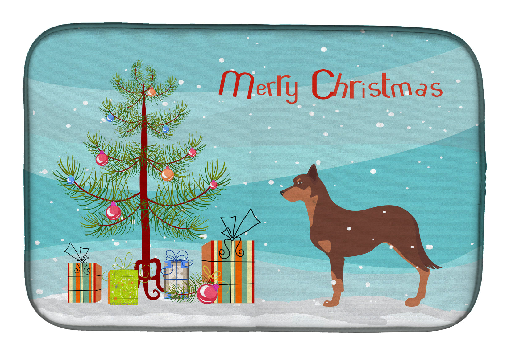 Australian Kelpie Dog Merry Christmas Tree Dish Drying Mat BB2947DDM  the-store.com.