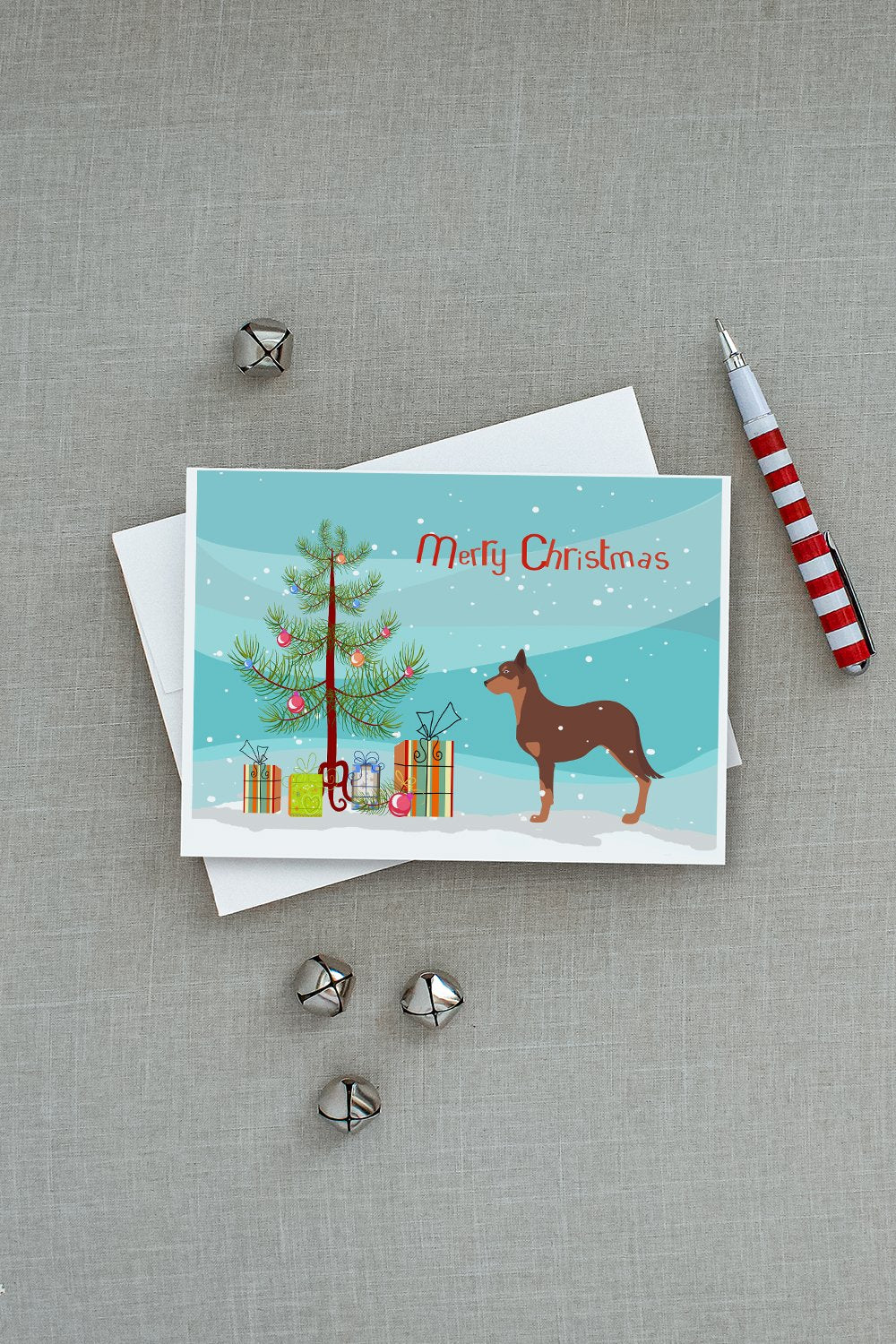 Australian Kelpie Dog Merry Christmas Tree Greeting Cards and Envelopes Pack of 8 - the-store.com