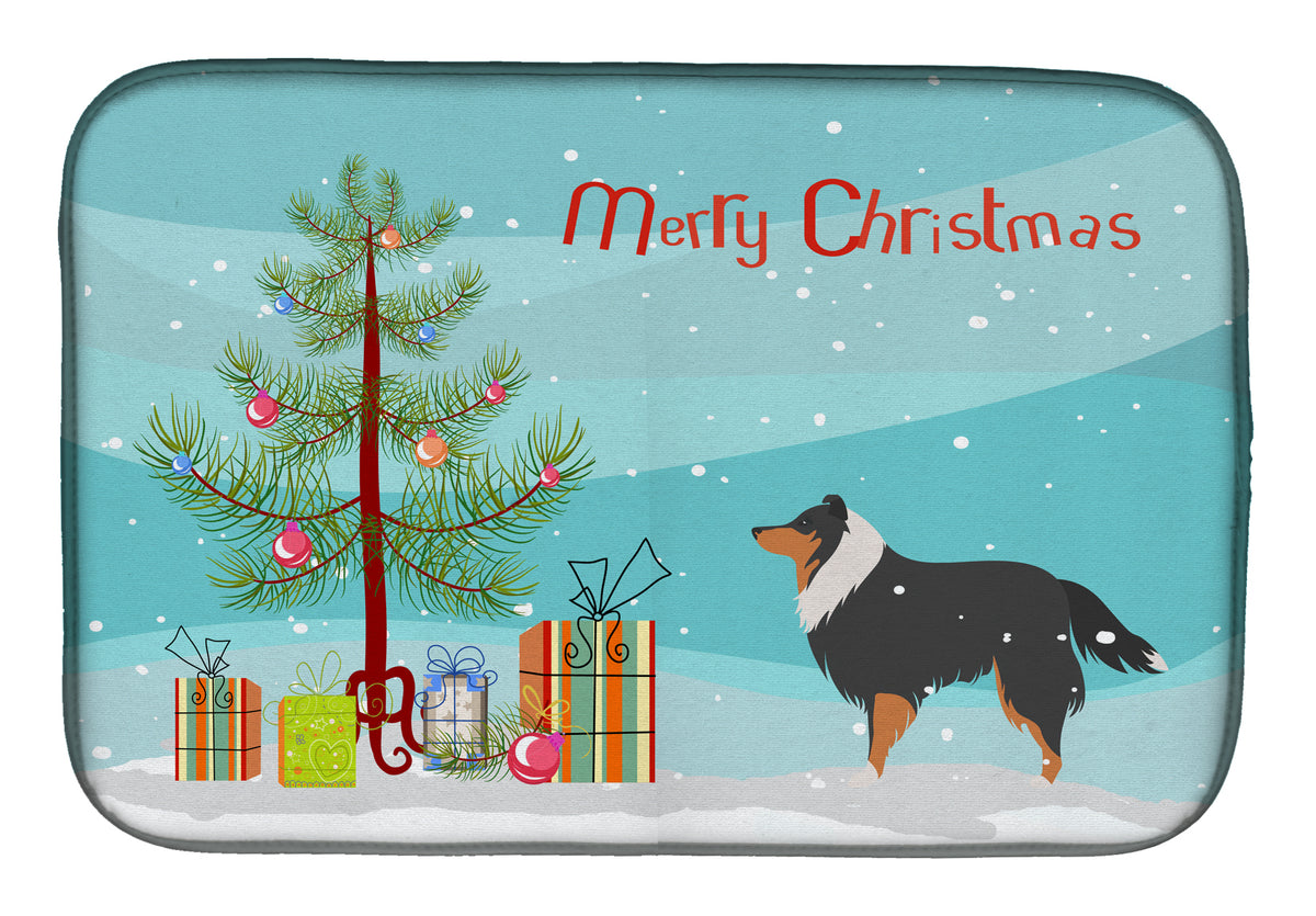 Sheltie/Shetland Sheepdog Merry Christmas Tree Dish Drying Mat BB2948DDM  the-store.com.