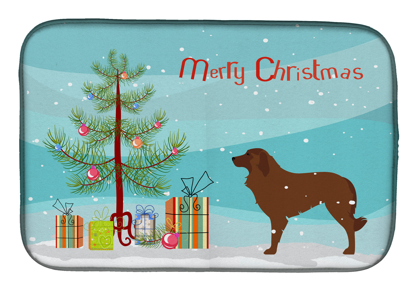 Portuguese Sheepdog Dog Merry Christmas Tree Dish Drying Mat BB2949DDM  the-store.com.