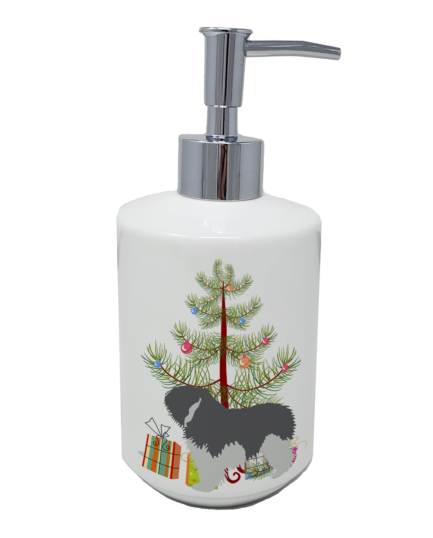 Buy this Polish Lowland Sheepdog Dog Merry Christmas Tree Ceramic Soap Dispenser