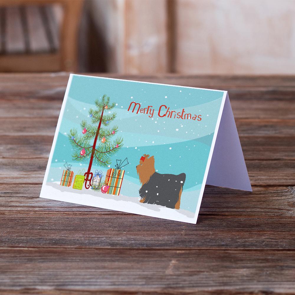 Yorkshire Terrier Yorkie Merry Christmas Tree Greeting Cards and Envelopes Pack of 8 - the-store.com