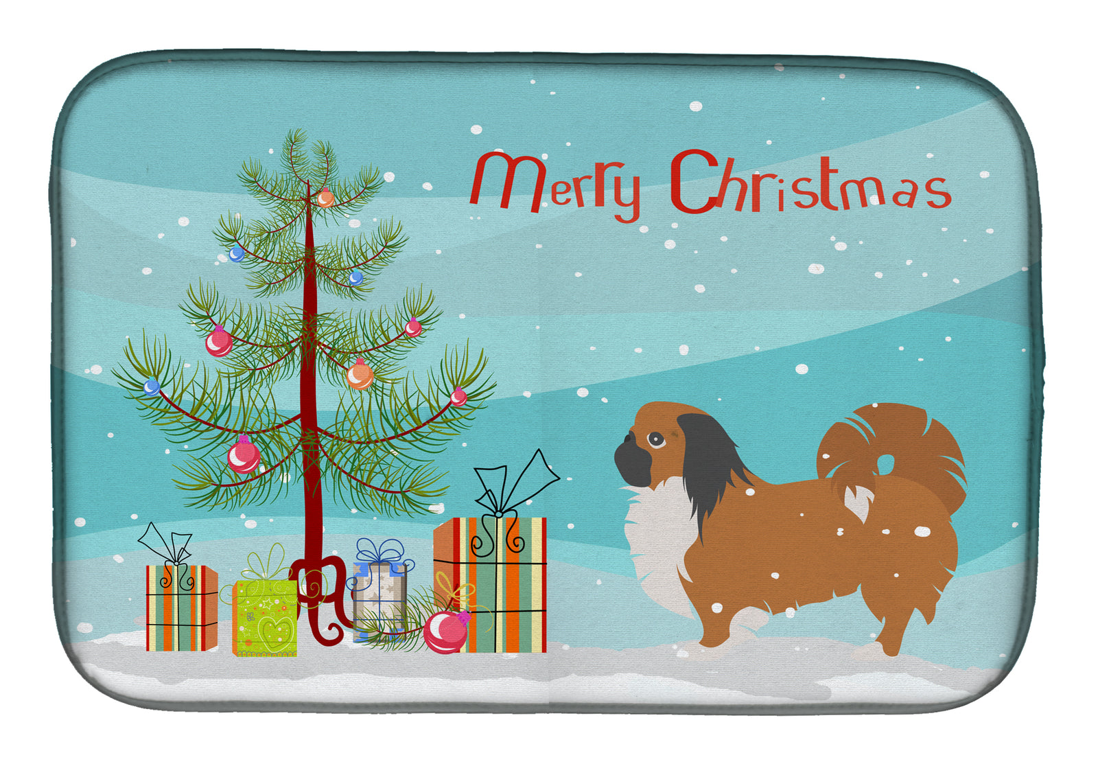 Pekingese Merry Christmas Tree Dish Drying Mat BB2956DDM  the-store.com.