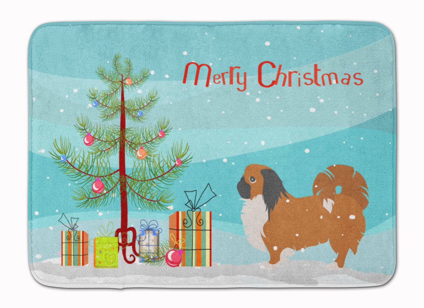 Pekingese Merry Christmas Tree Machine Washable Memory Foam Mat BB2956RUG - the-store.com