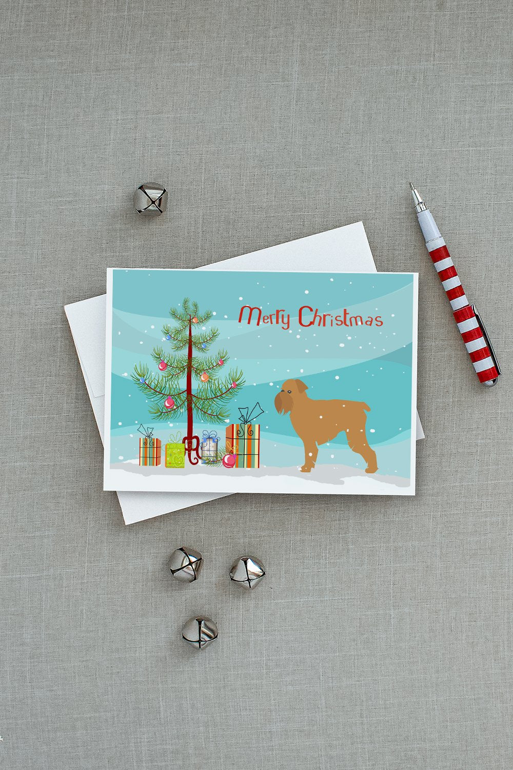 Brussels Griffon Merry Christmas Tree Greeting Cards and Envelopes Pack of 8 - the-store.com