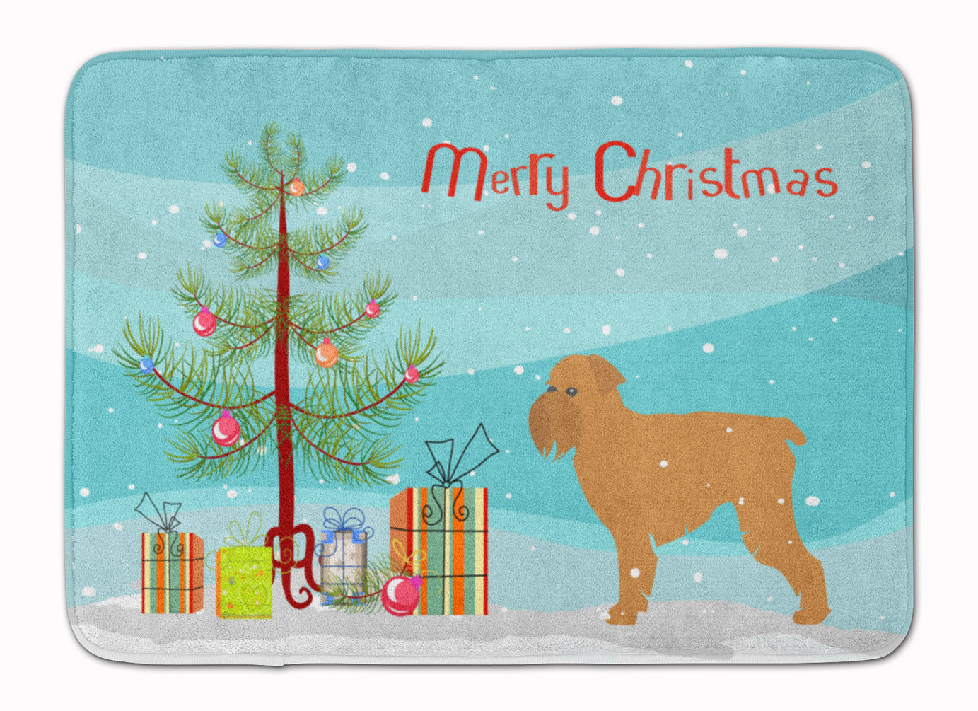 Brussels Griffon Merry Christmas Tree Machine Washable Memory Foam Mat BB2958RUG - the-store.com