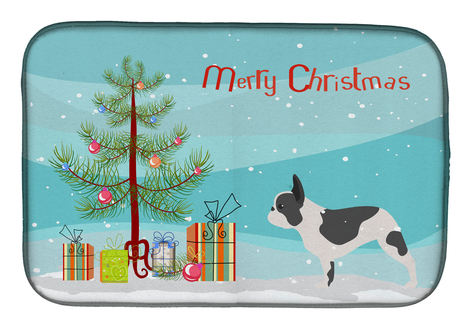 French Bulldog Merry Christmas Tree Dish Drying Mat BB2959DDM  the-store.com.