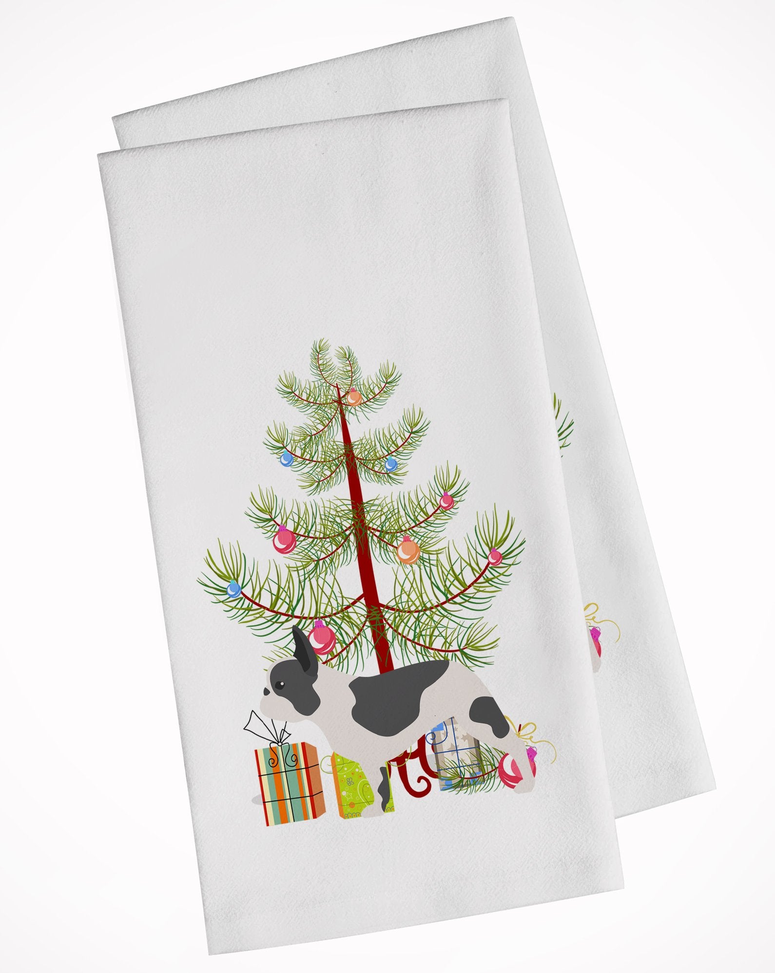 French Bulldog Merry Christmas Tree White Kitchen Towel Set of 2 BB2959WTKT by Caroline's Treasures