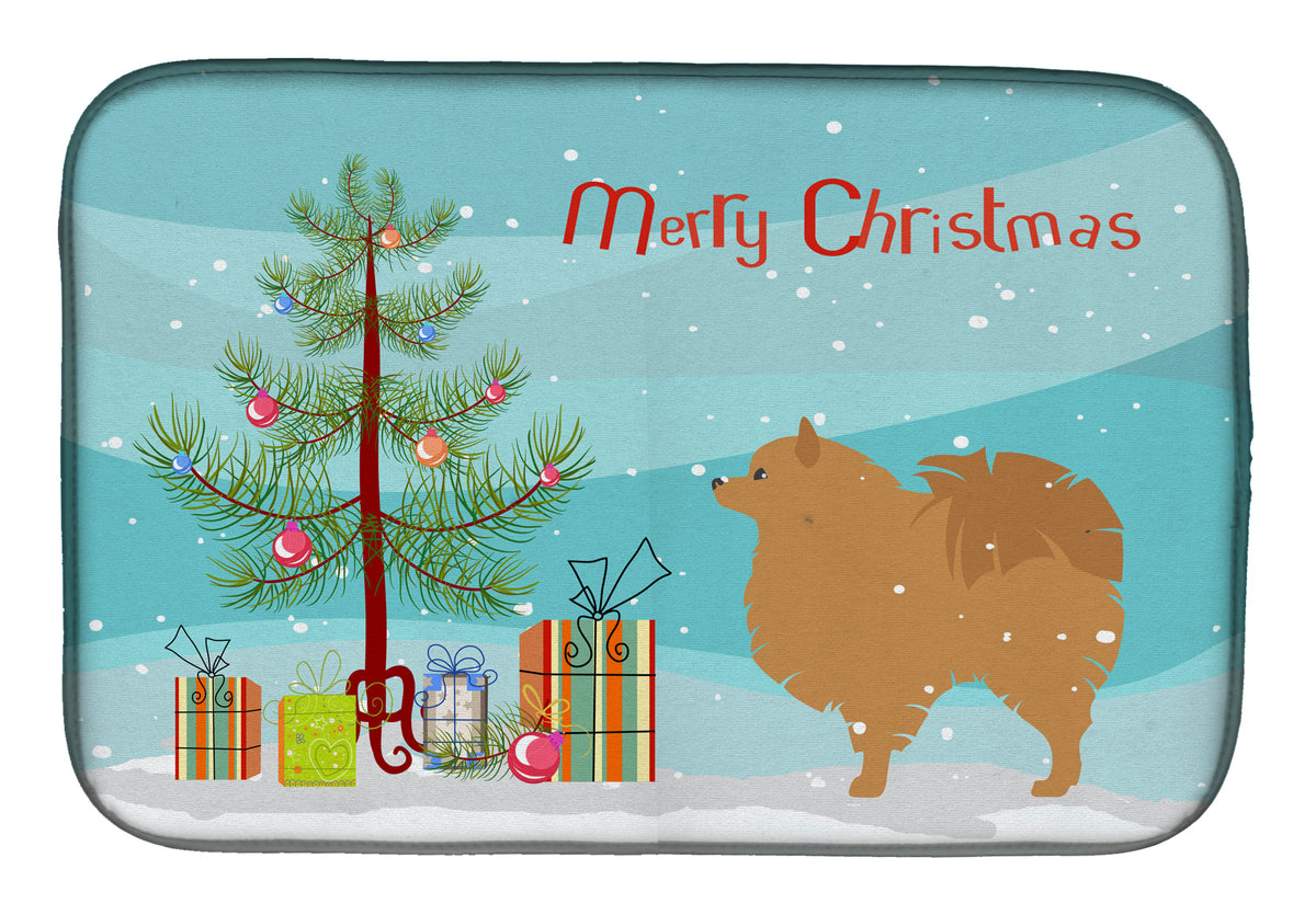 Pomeranian Merry Christmas Tree Dish Drying Mat BB2960DDM  the-store.com.