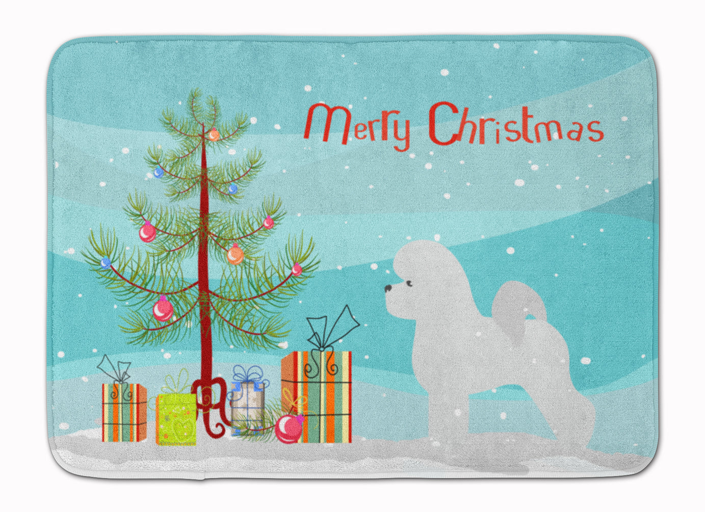 Bichon Frise Merry Christmas Tree Machine Washable Memory Foam Mat BB2963RUG - the-store.com