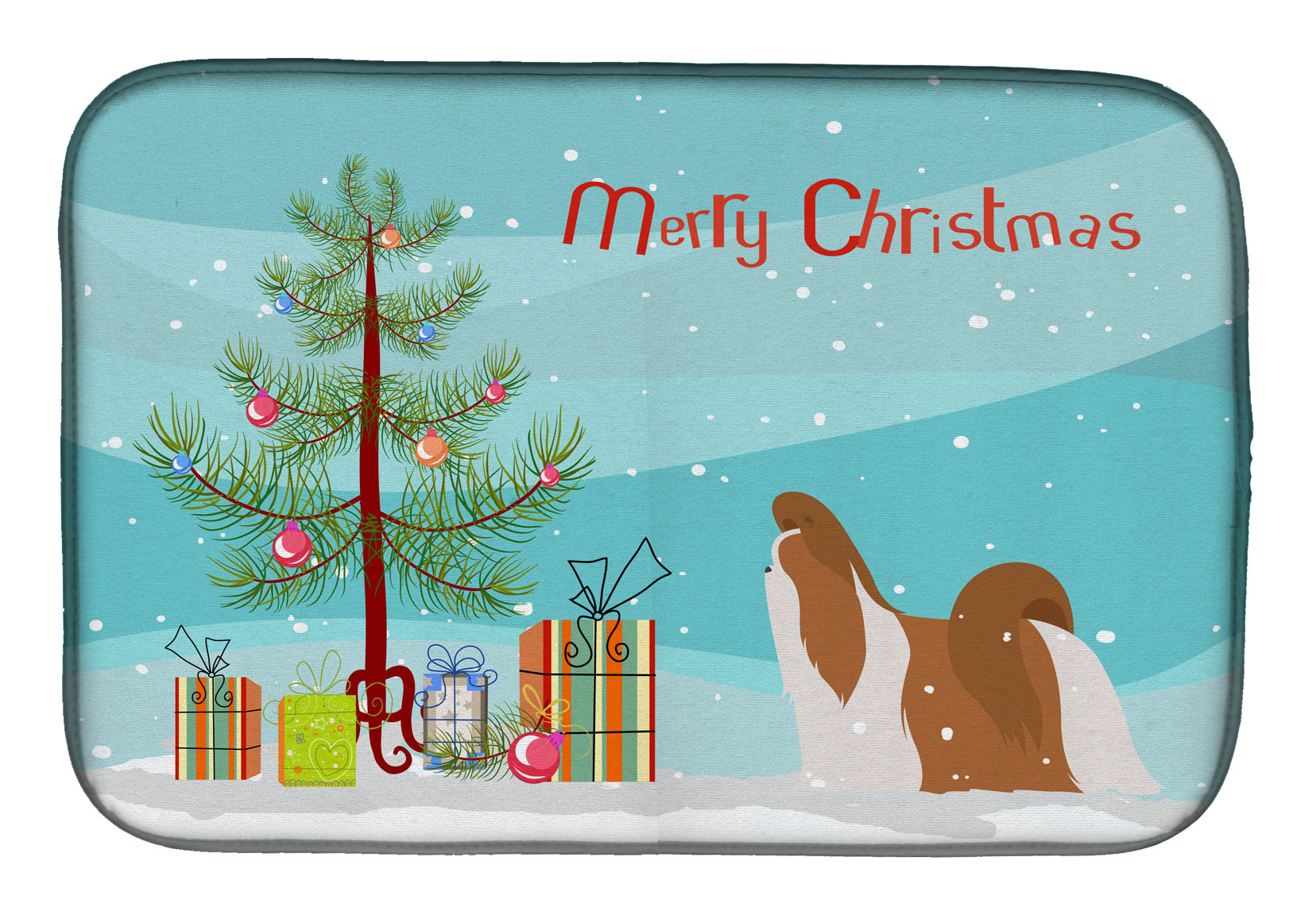 Shih Tzu Merry Christmas Tree Dish Drying Mat BB2964DDM  the-store.com.