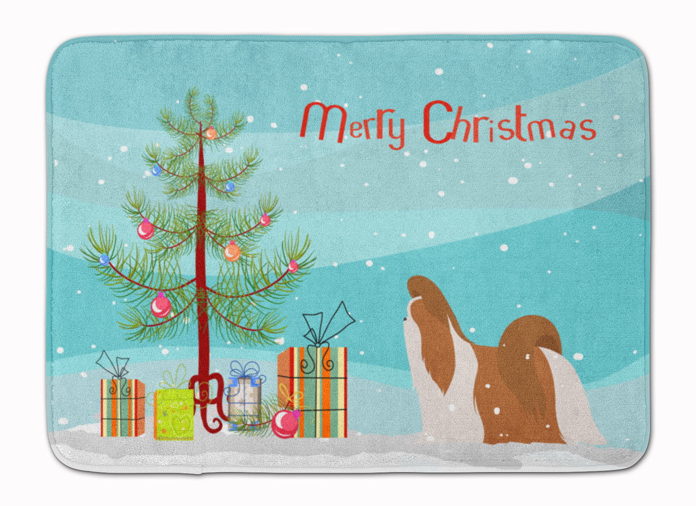 Shih Tzu Merry Christmas Tree Machine Washable Memory Foam Mat BB2964RUG - the-store.com