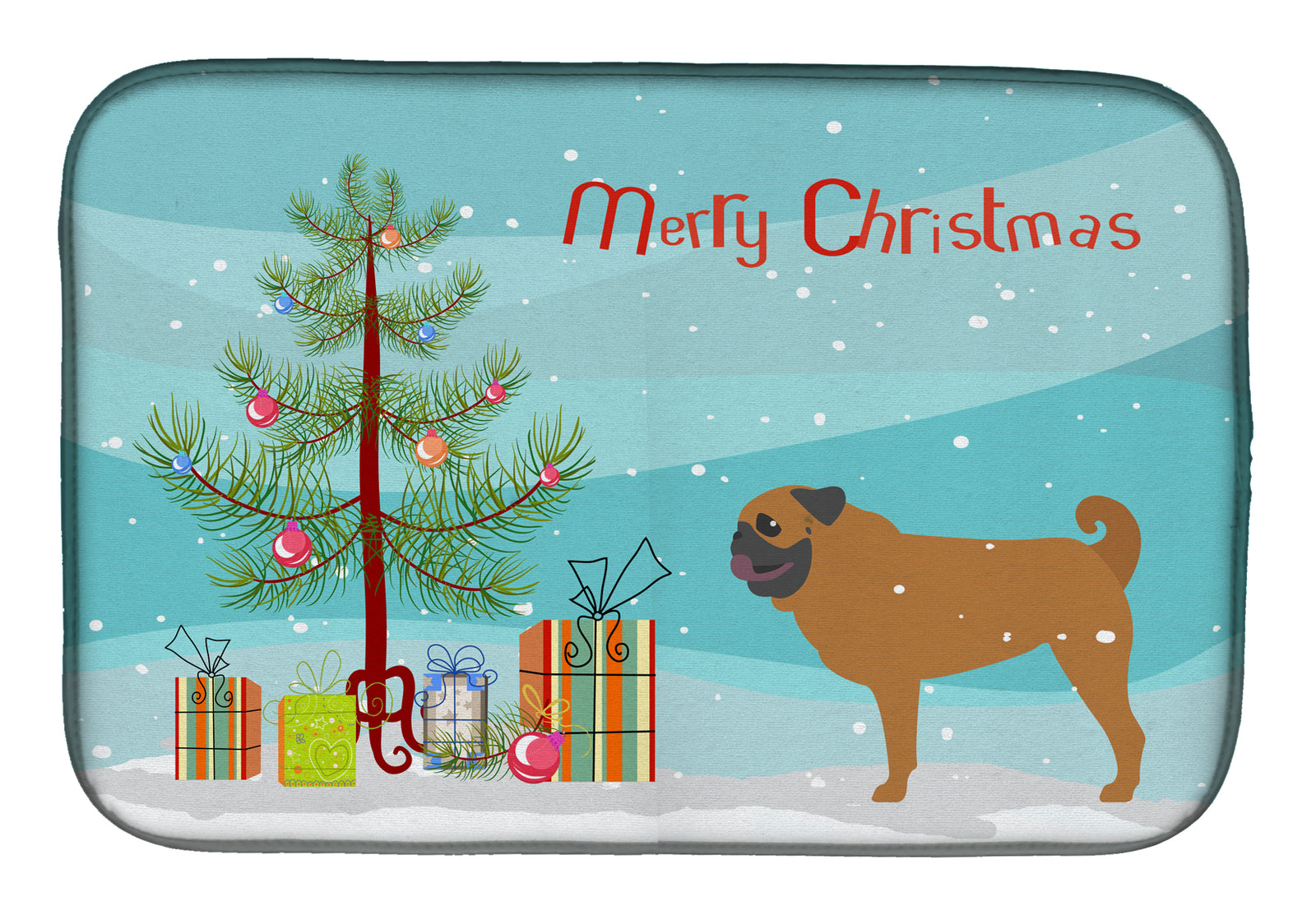 Pug Merry Christmas Tree Dish Drying Mat BB2965DDM  the-store.com.